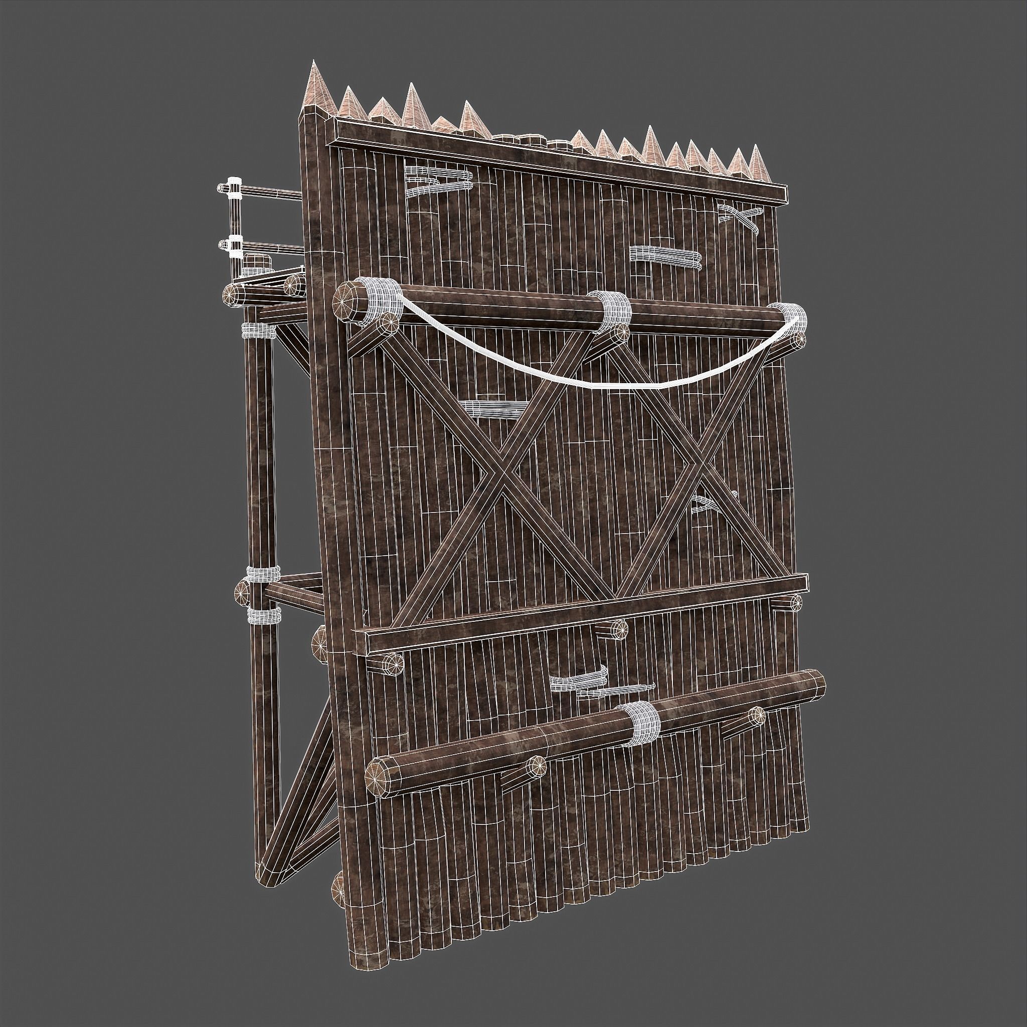Medieval Style Guarded Modular Walls Low-poly 3D model_97