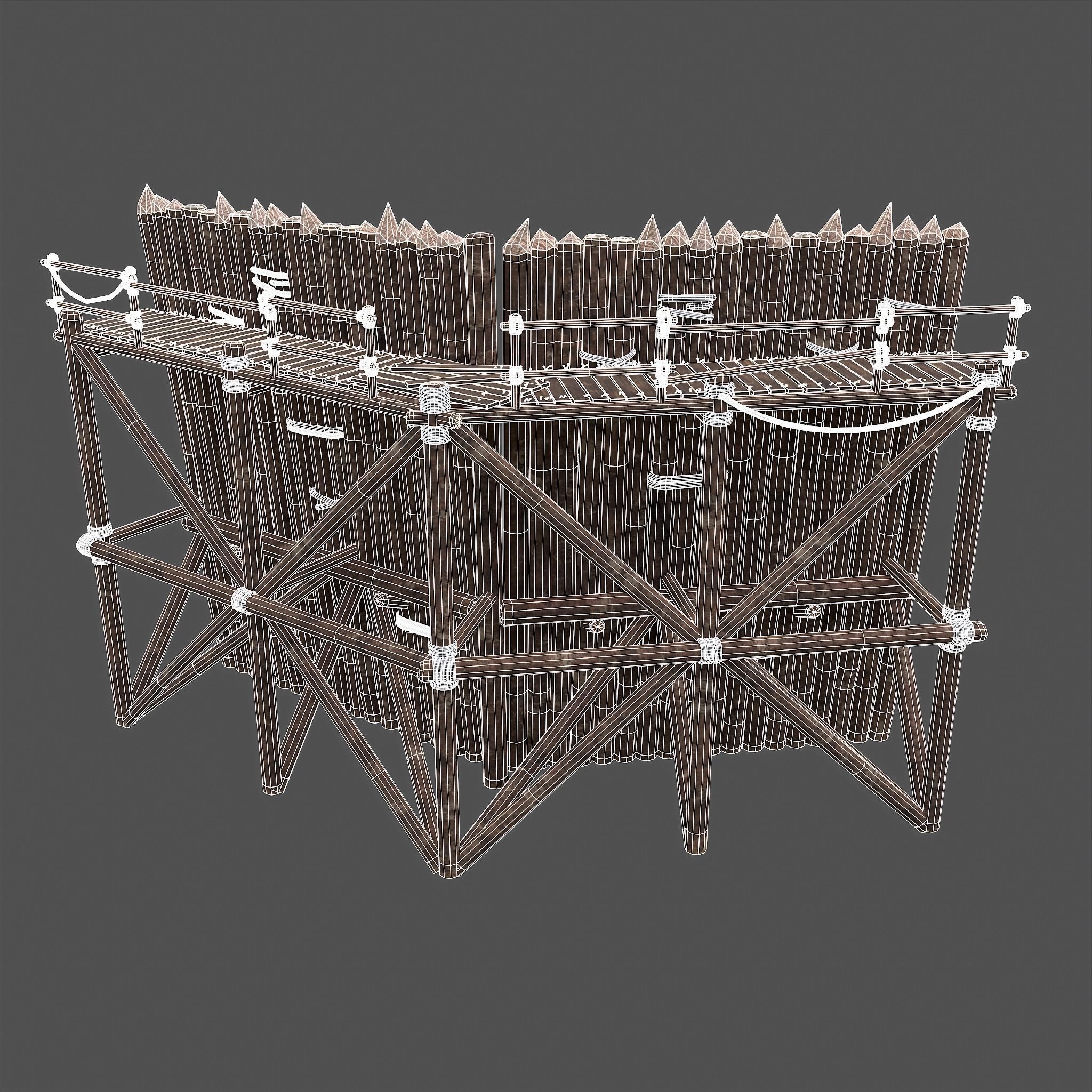 Medieval Style Guarded Modular Walls Low-poly 3D model_77