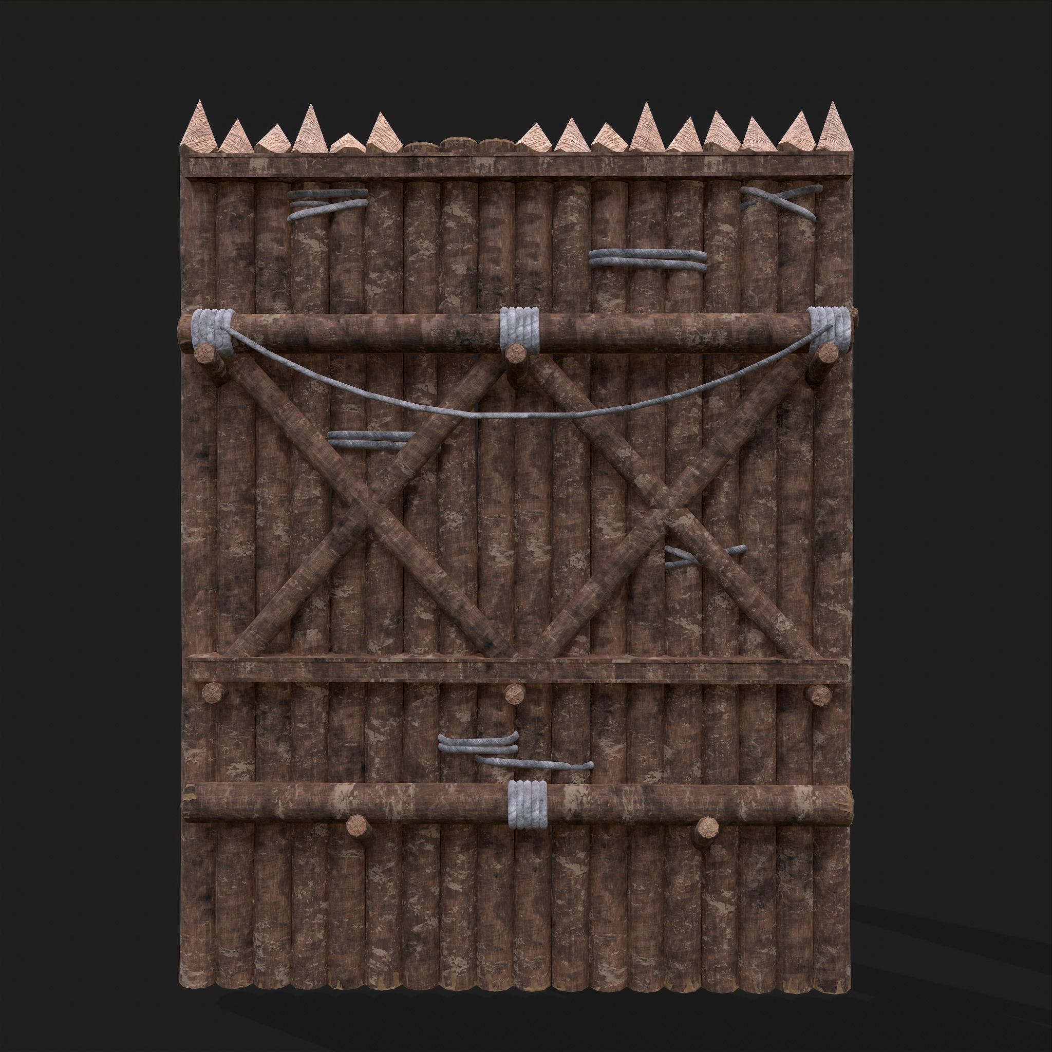 Medieval Style Guarded Modular Walls Low-poly 3D model_16