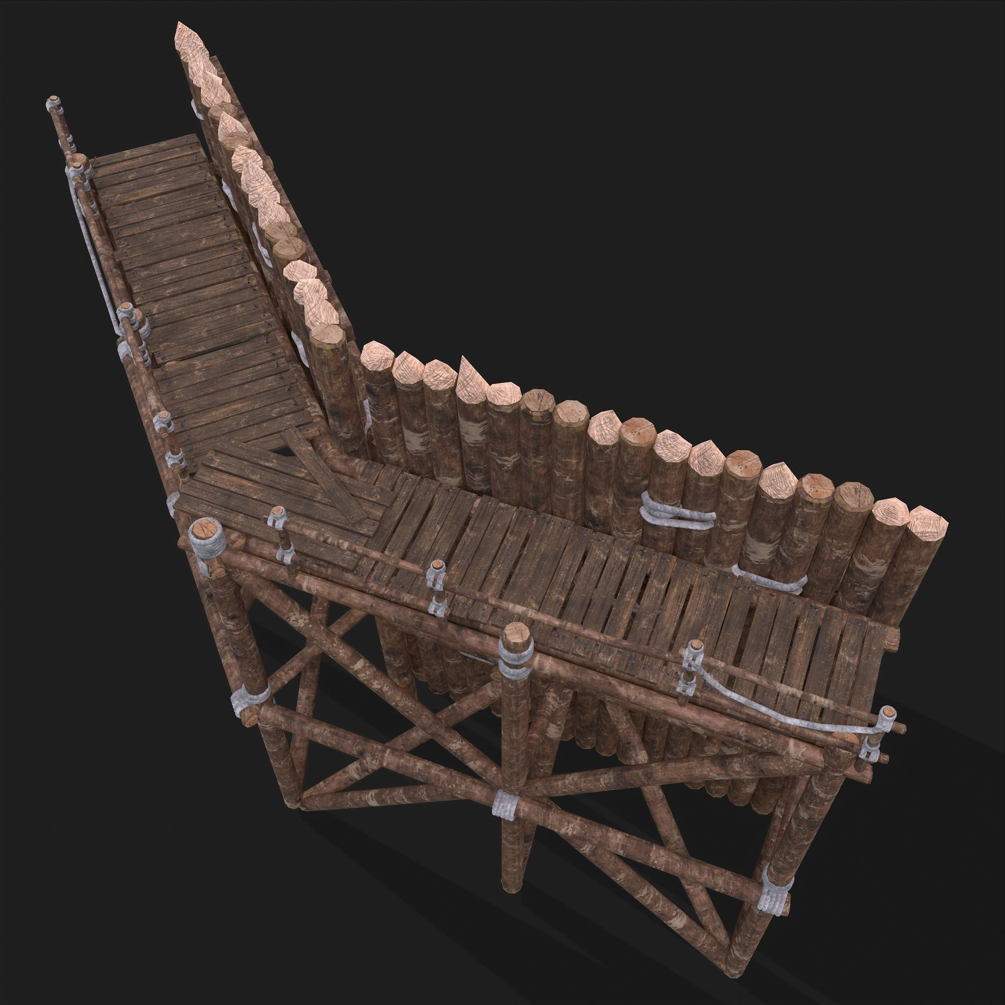 Medieval Style Guarded Modular Walls Low-poly 3D model_36