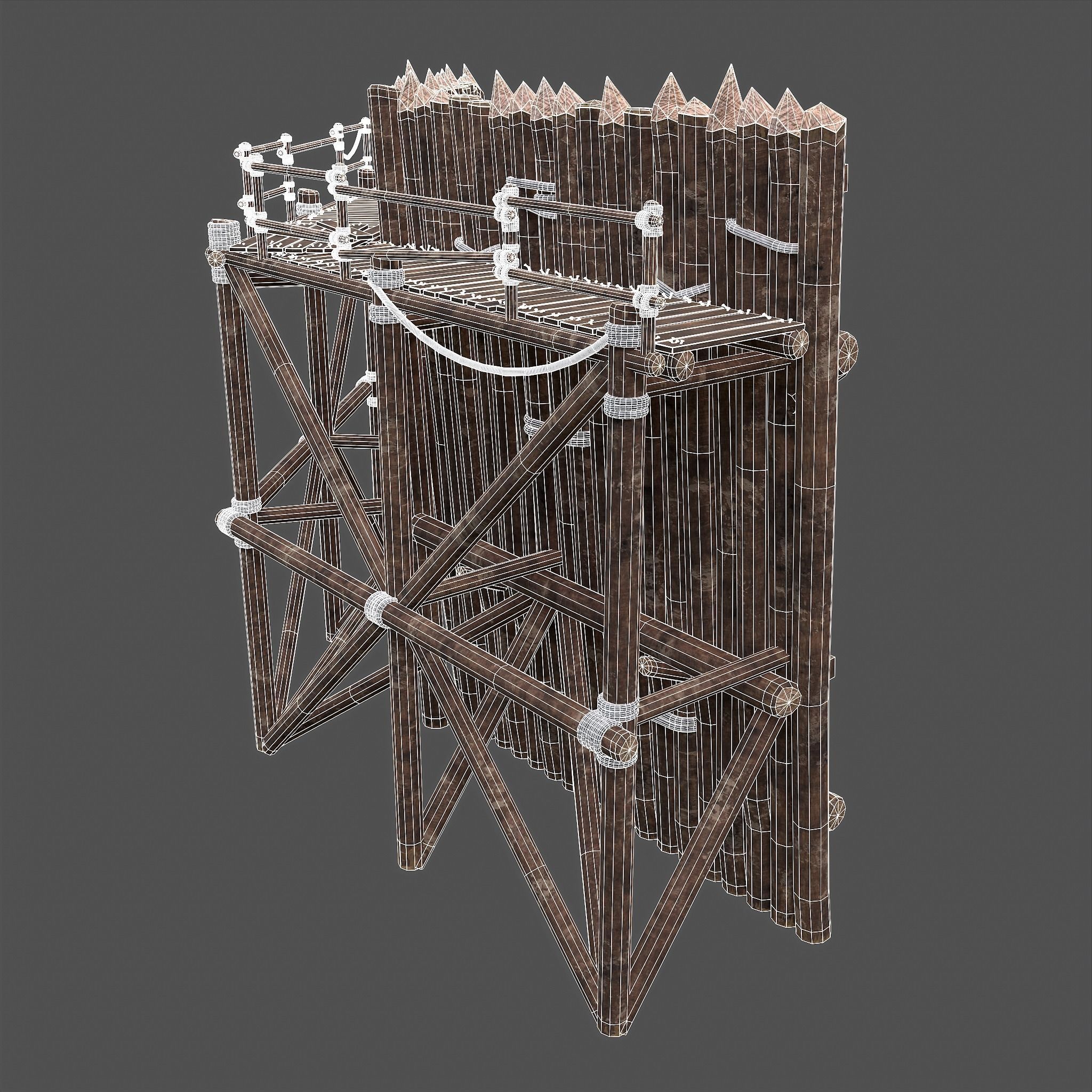 Medieval Style Guarded Modular Walls Low-poly 3D model_75
