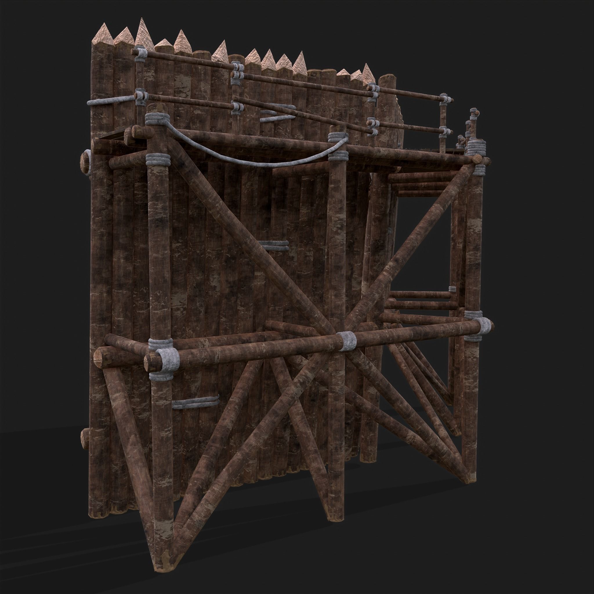 Medieval Style Guarded Modular Walls Low-poly 3D model_32