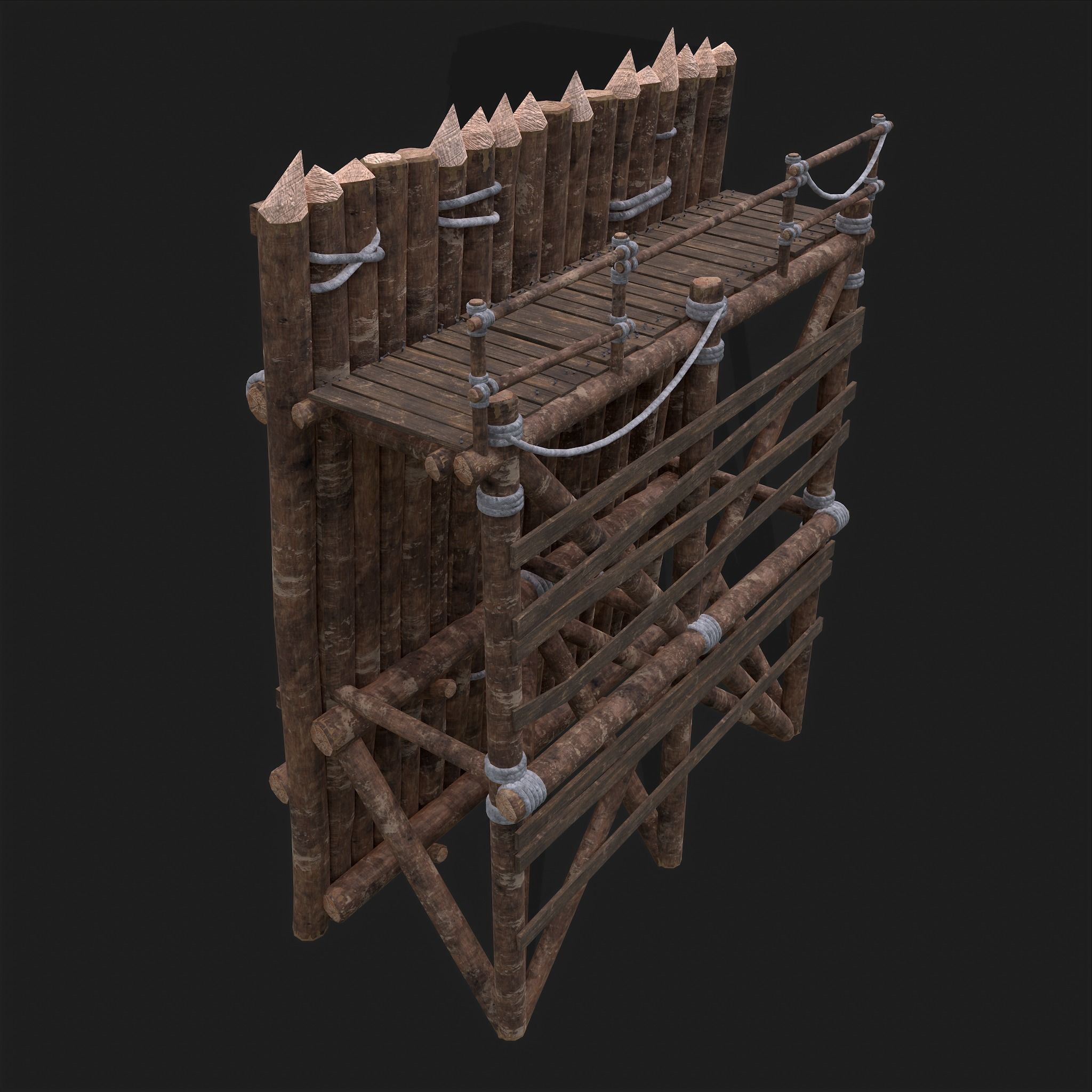 Medieval Style Guarded Modular Walls Low-poly 3D model_71