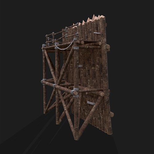 Medieval Style Guarded Modular Walls Low-poly 3D model 7