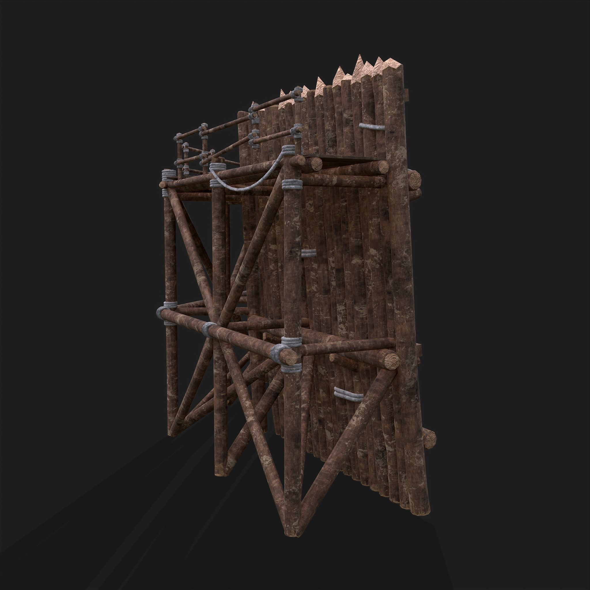 Medieval Style Guarded Modular Walls Low-poly 3D model_13