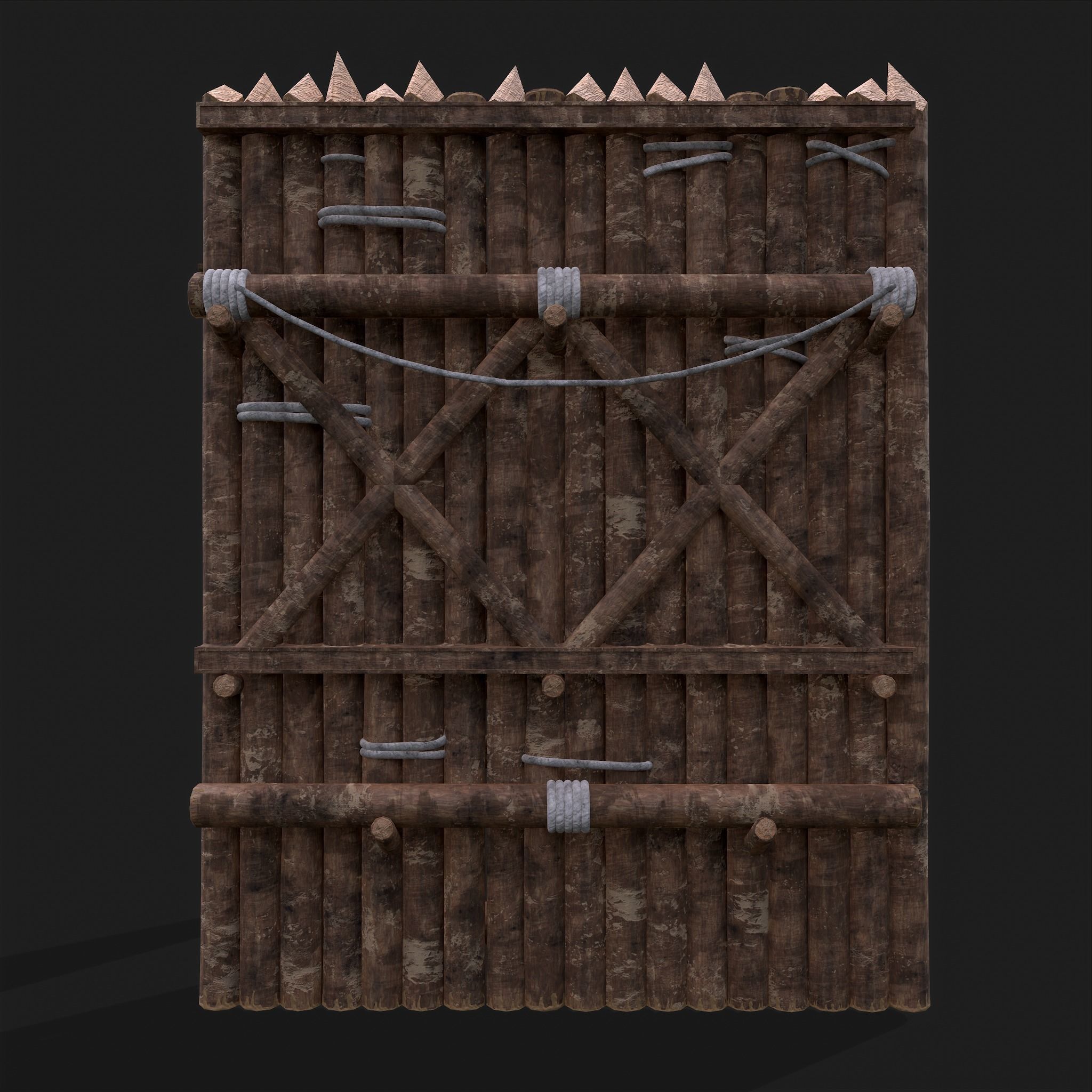 Medieval Style Guarded Modular Walls Low-poly 3D model_15