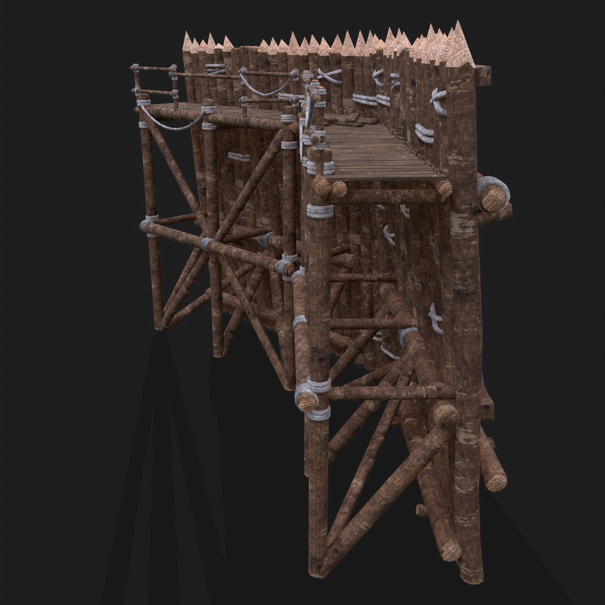 Medieval Style Guarded Modular Walls Low-poly 3D model_39