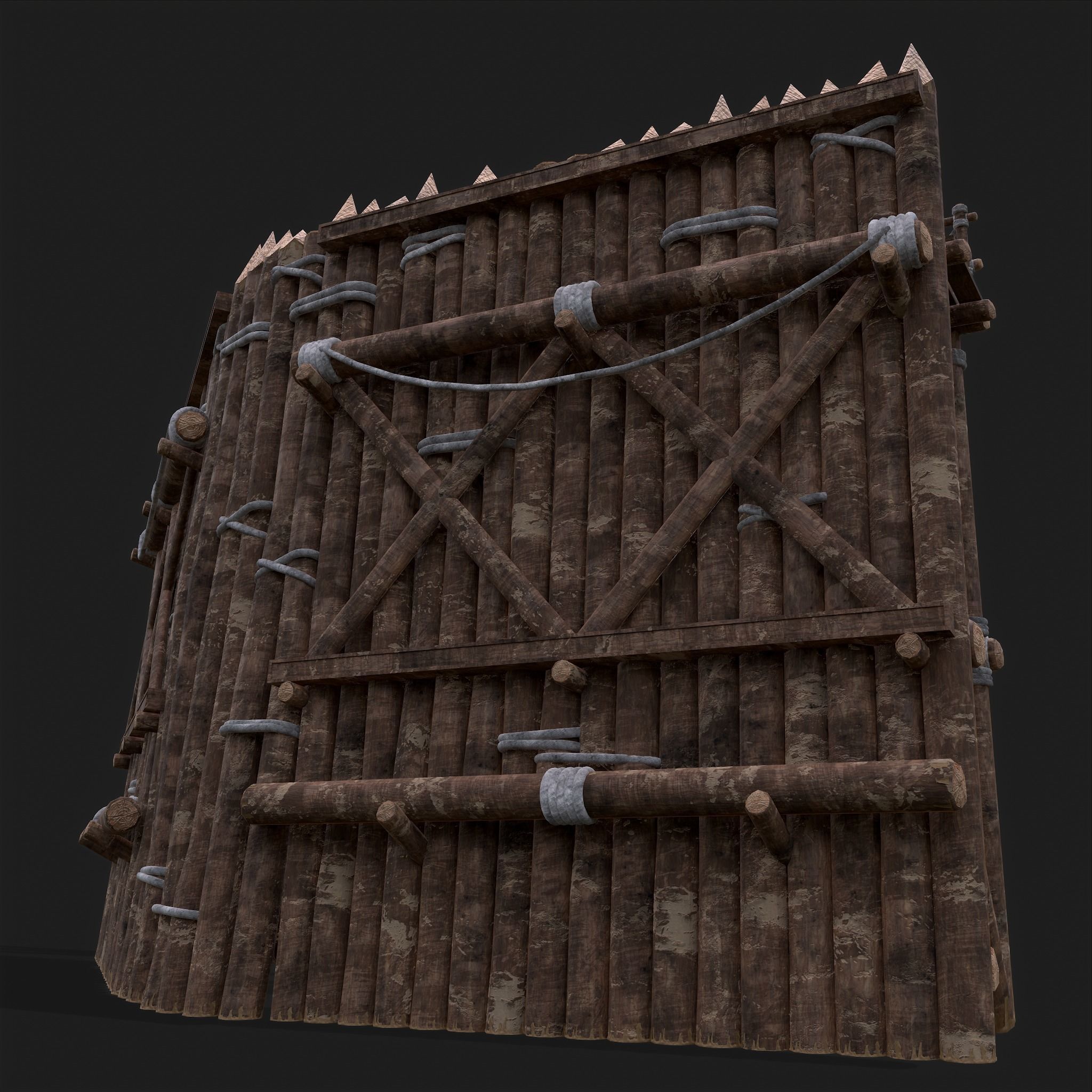 Medieval Style Guarded Modular Walls Low-poly 3D model_53