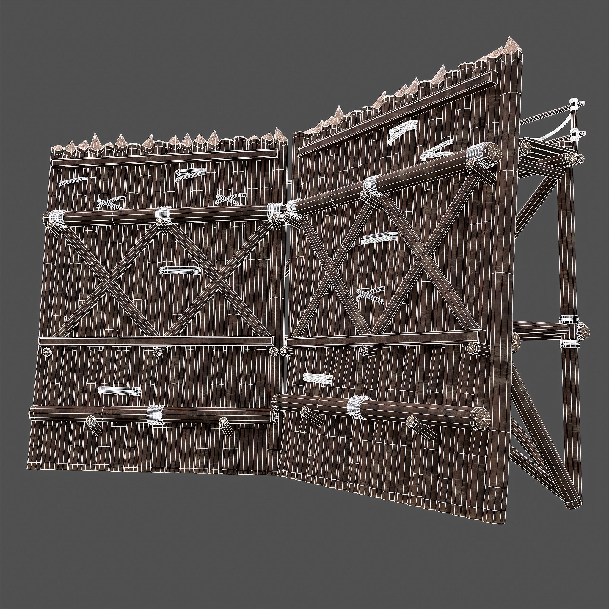 Medieval Style Guarded Modular Walls Low-poly 3D model_73