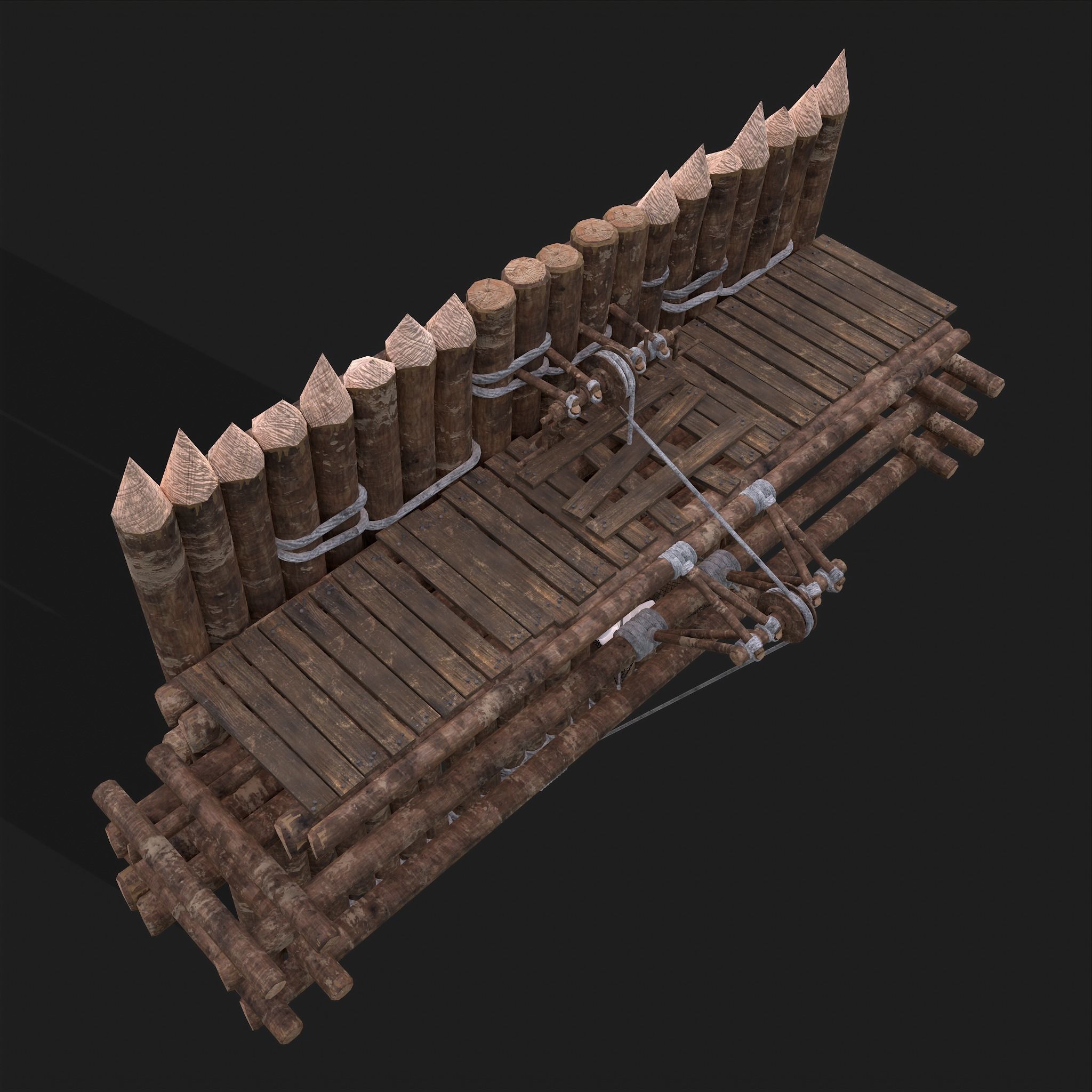 Medieval Style Guarded Modular Walls Low-poly 3D model_62