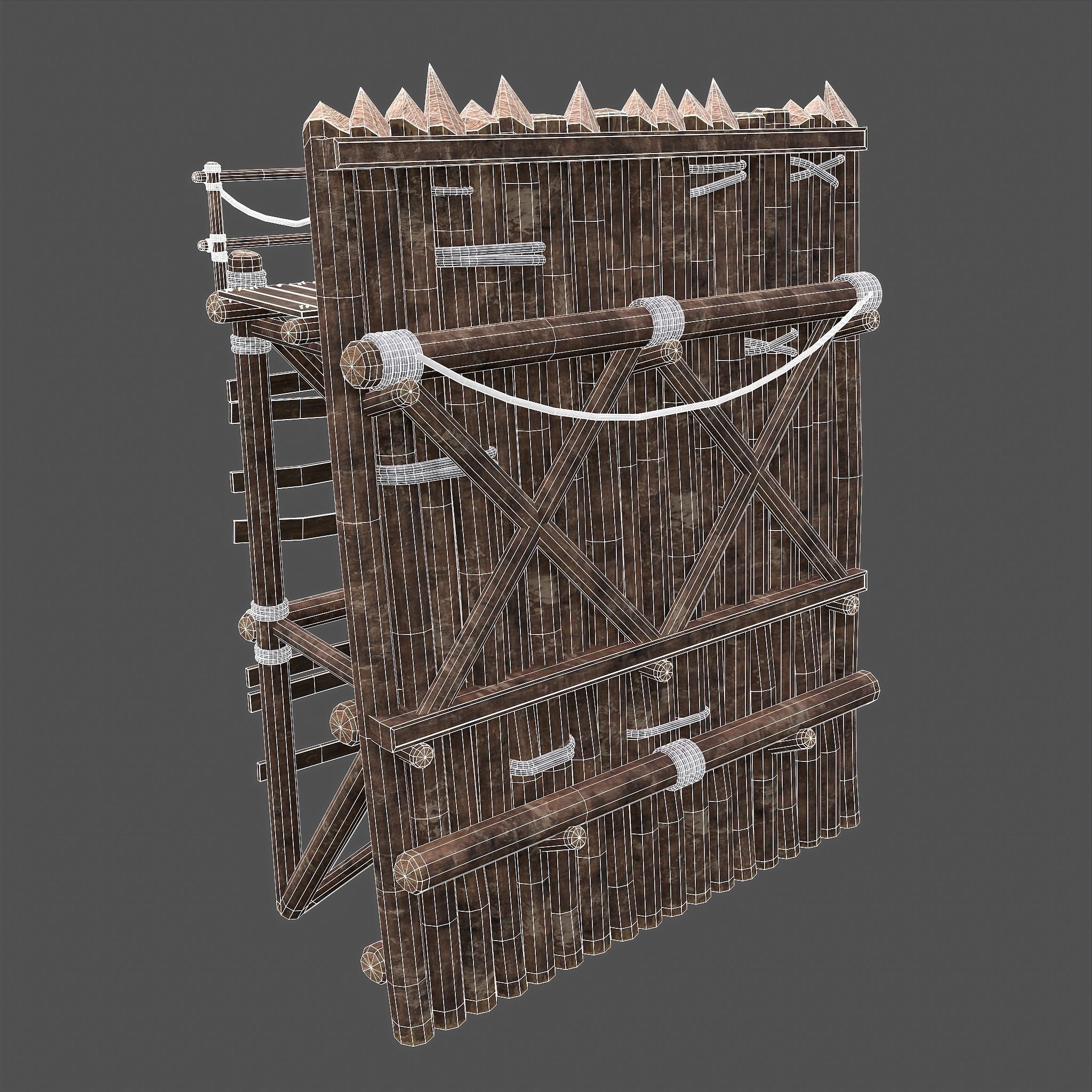 Medieval Style Guarded Modular Walls Low-poly 3D model_102