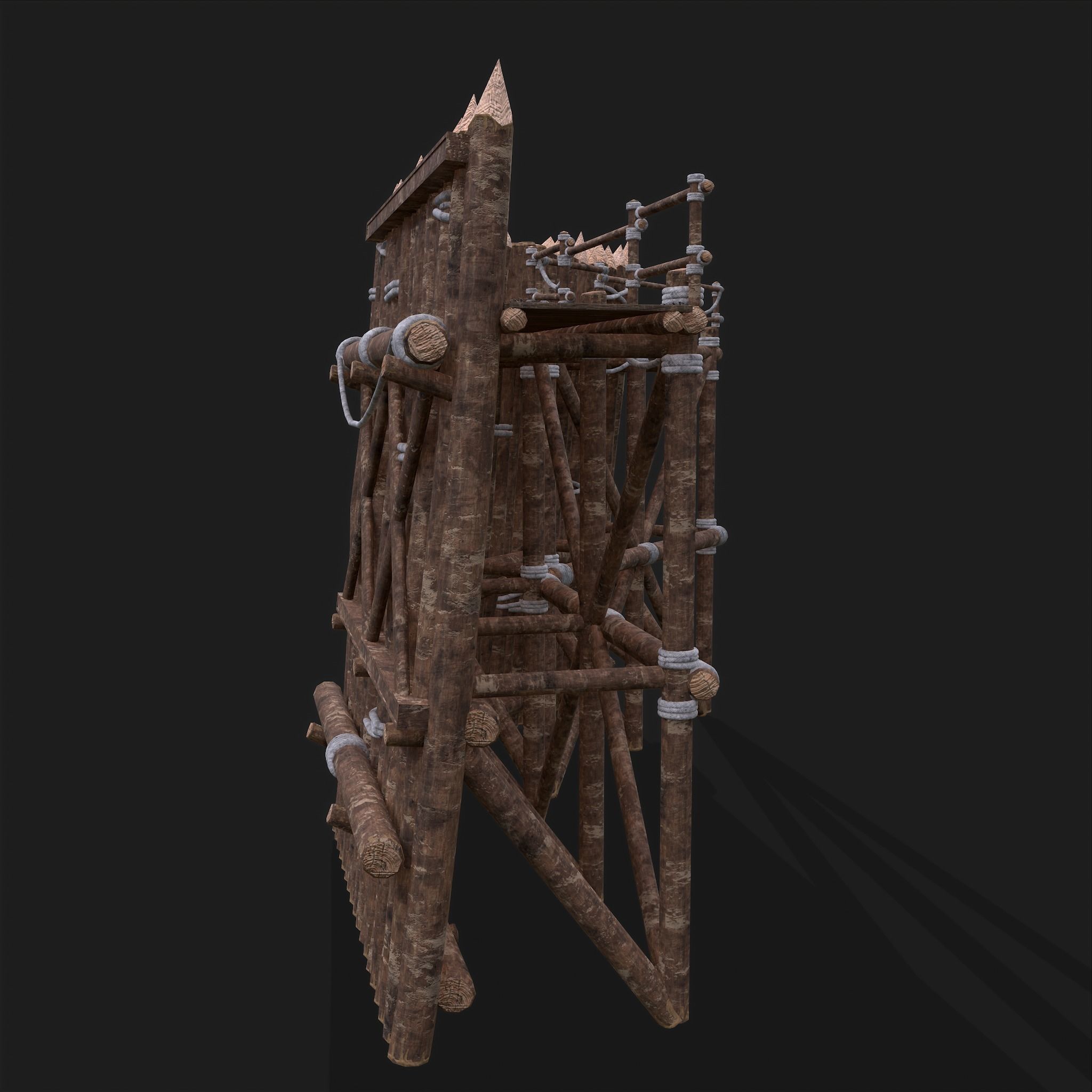 Medieval Style Guarded Modular Walls Low-poly 3D model_41
