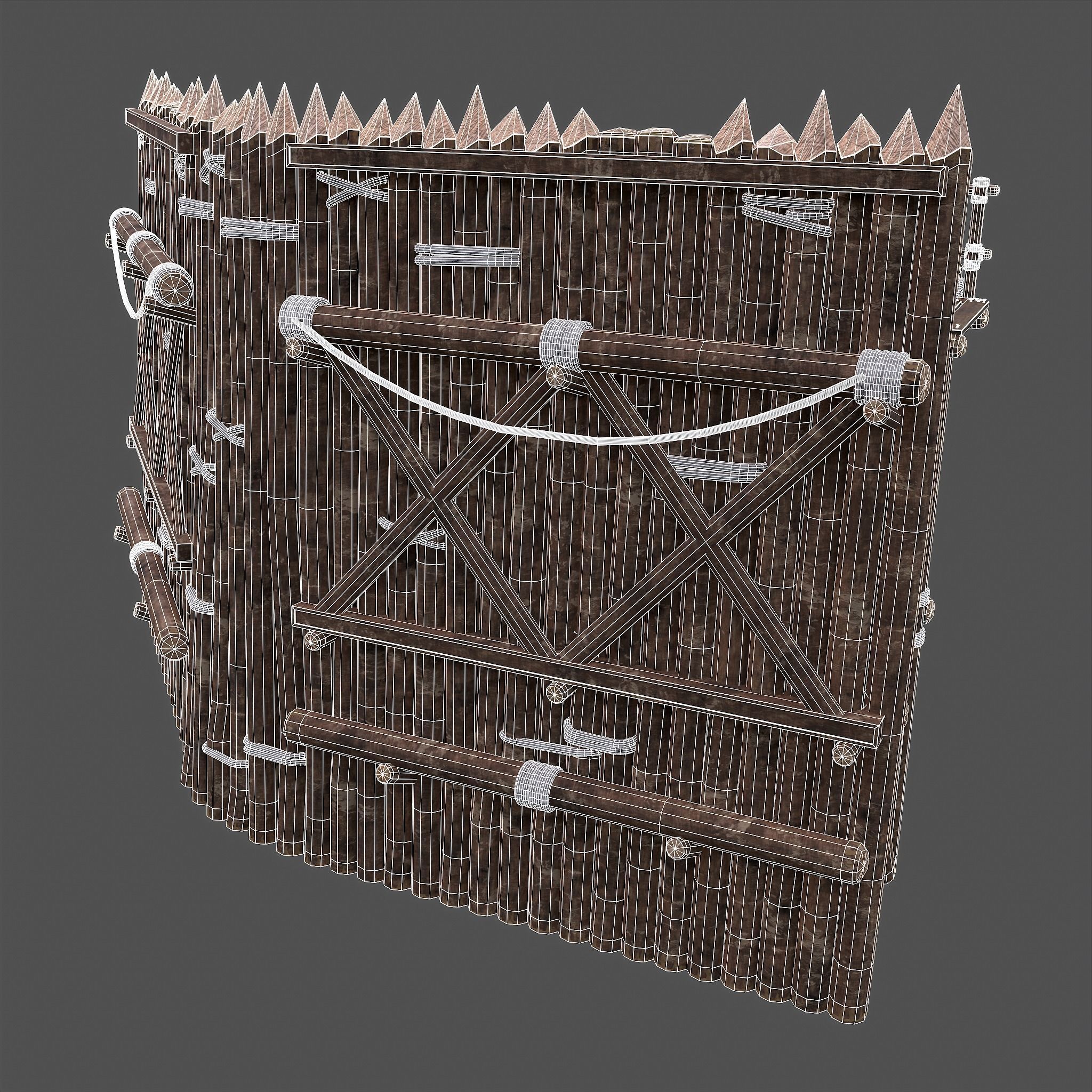 Medieval Style Guarded Modular Walls Low-poly 3D model_89