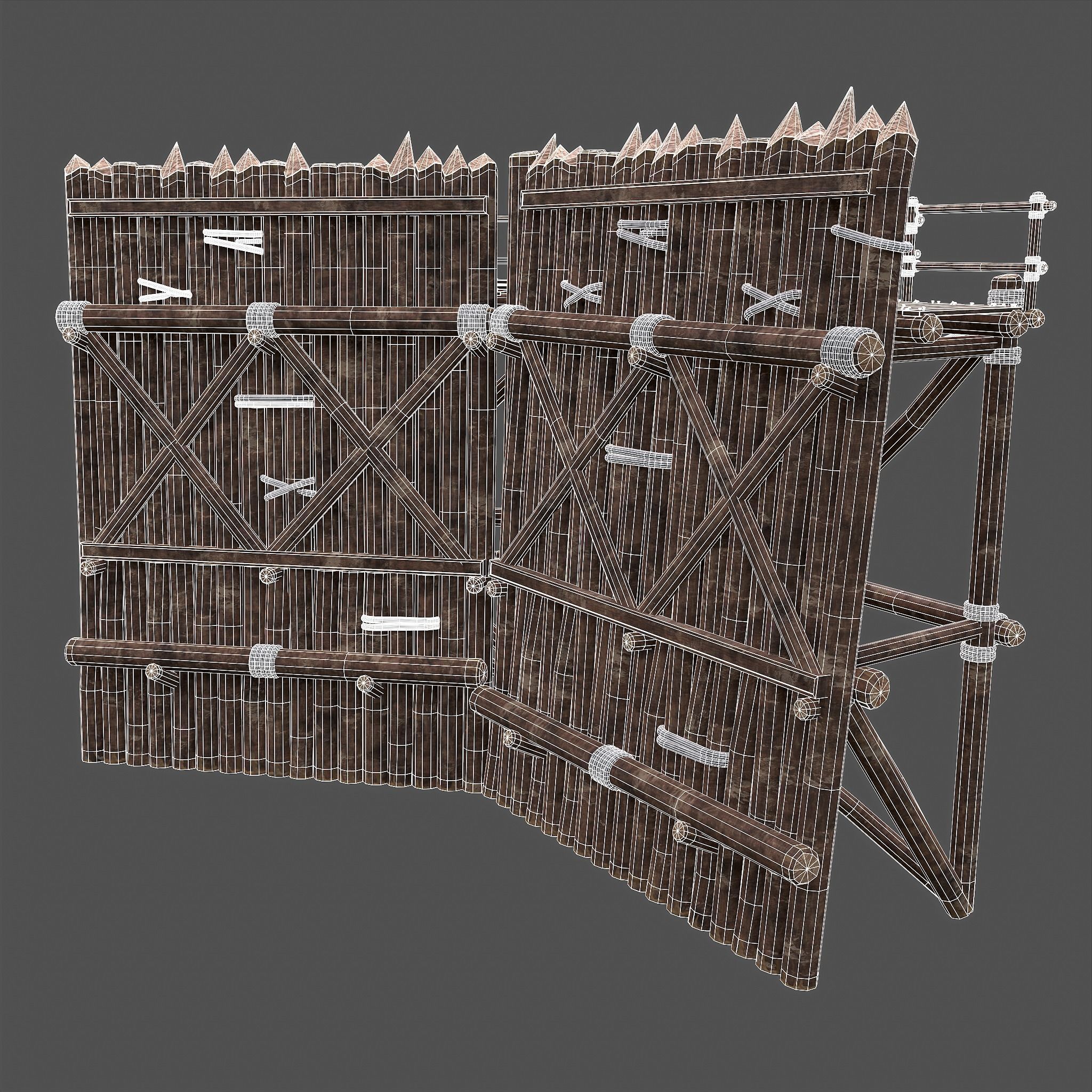 Medieval Style Guarded Modular Walls Low-poly 3D model_86