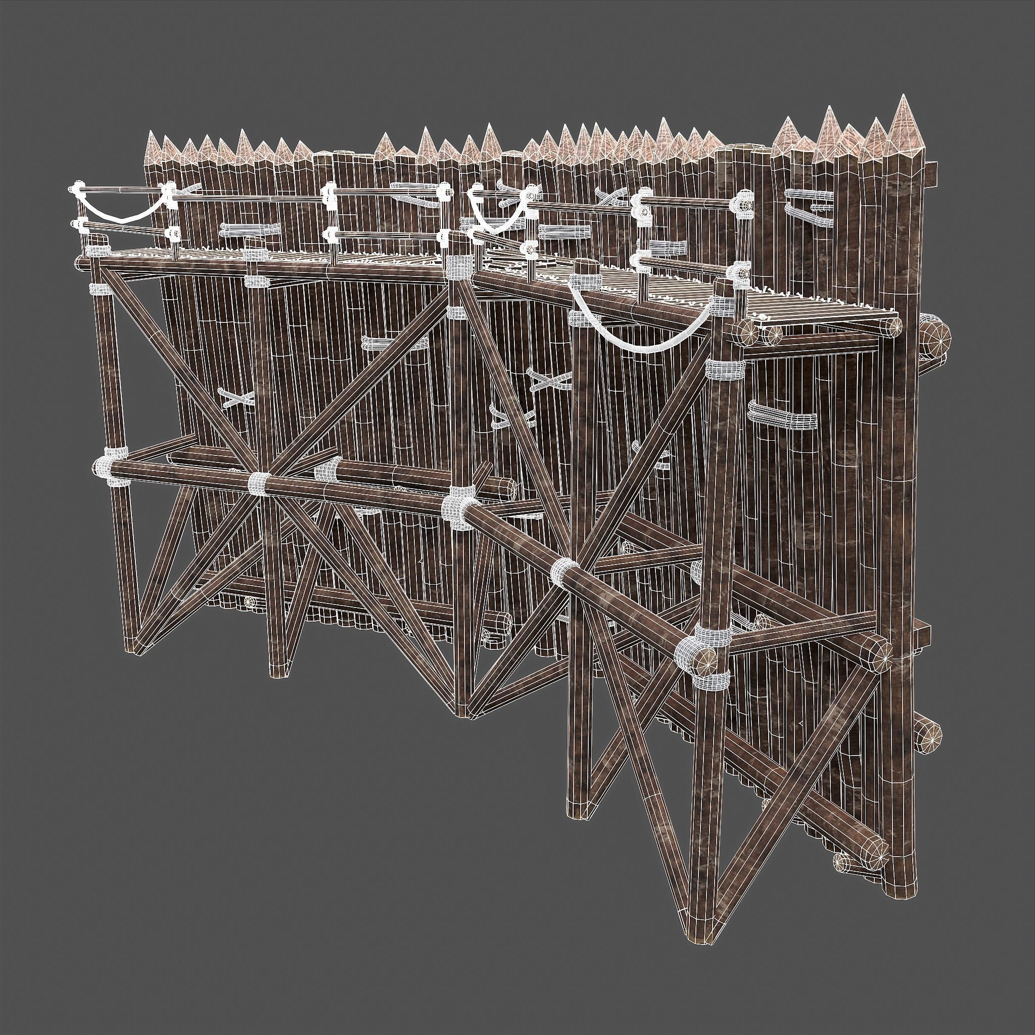 Medieval Style Guarded Modular Walls Low-poly 3D model_94
