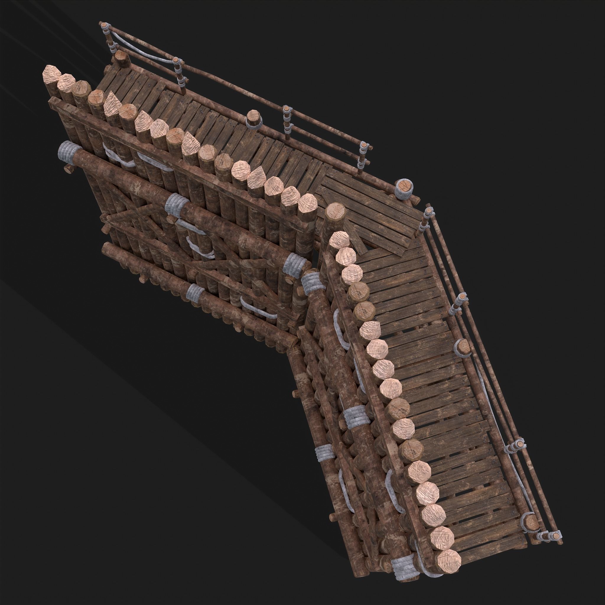 Medieval Style Guarded Modular Walls Low-poly 3D model_34