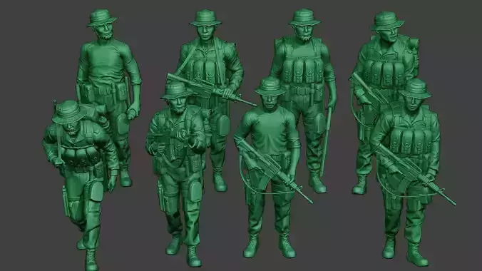Modern Jungle Soldiers MJS1 Pack 4 3D Model Collection