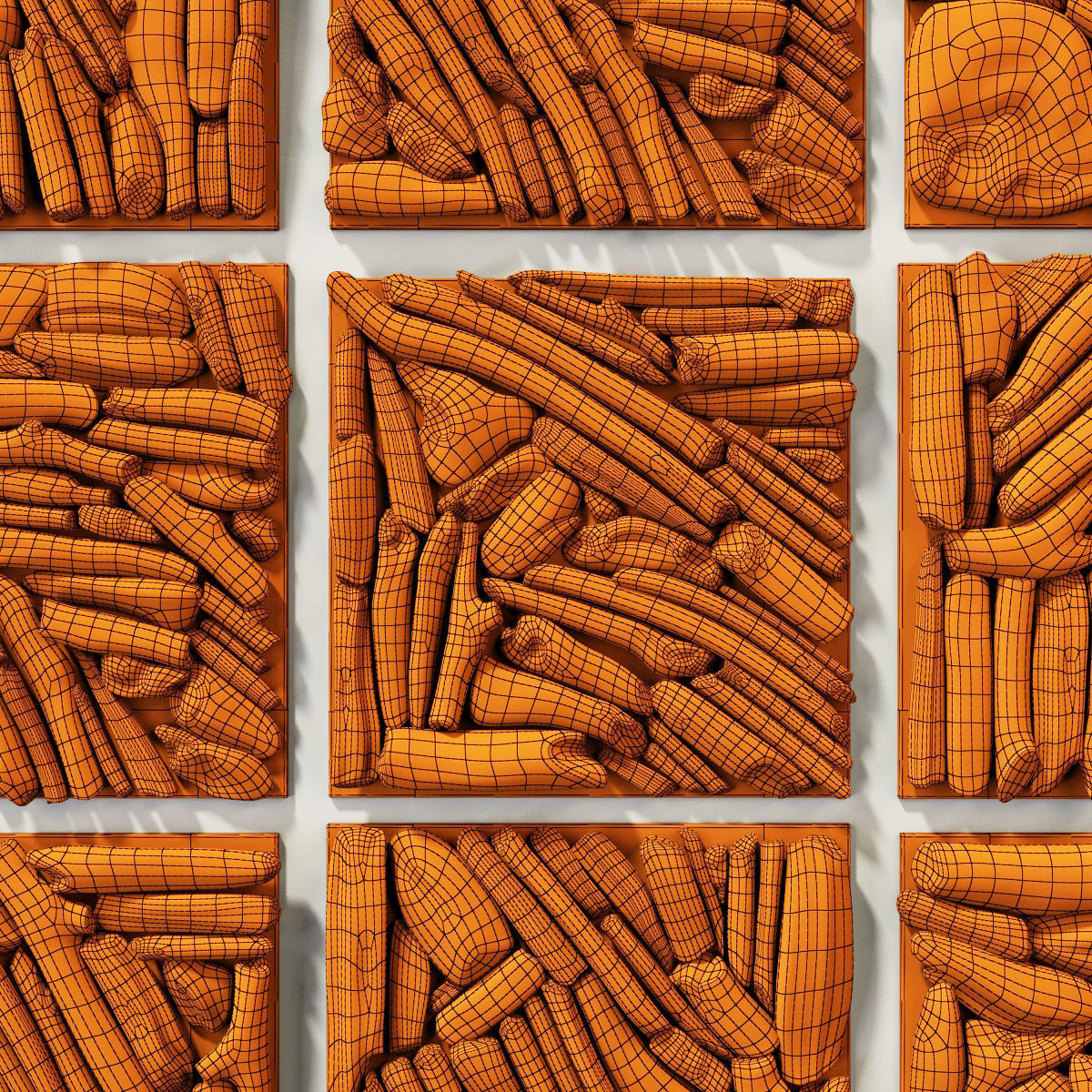 Rectangle  panel branch splinter Big n6 3D model_9