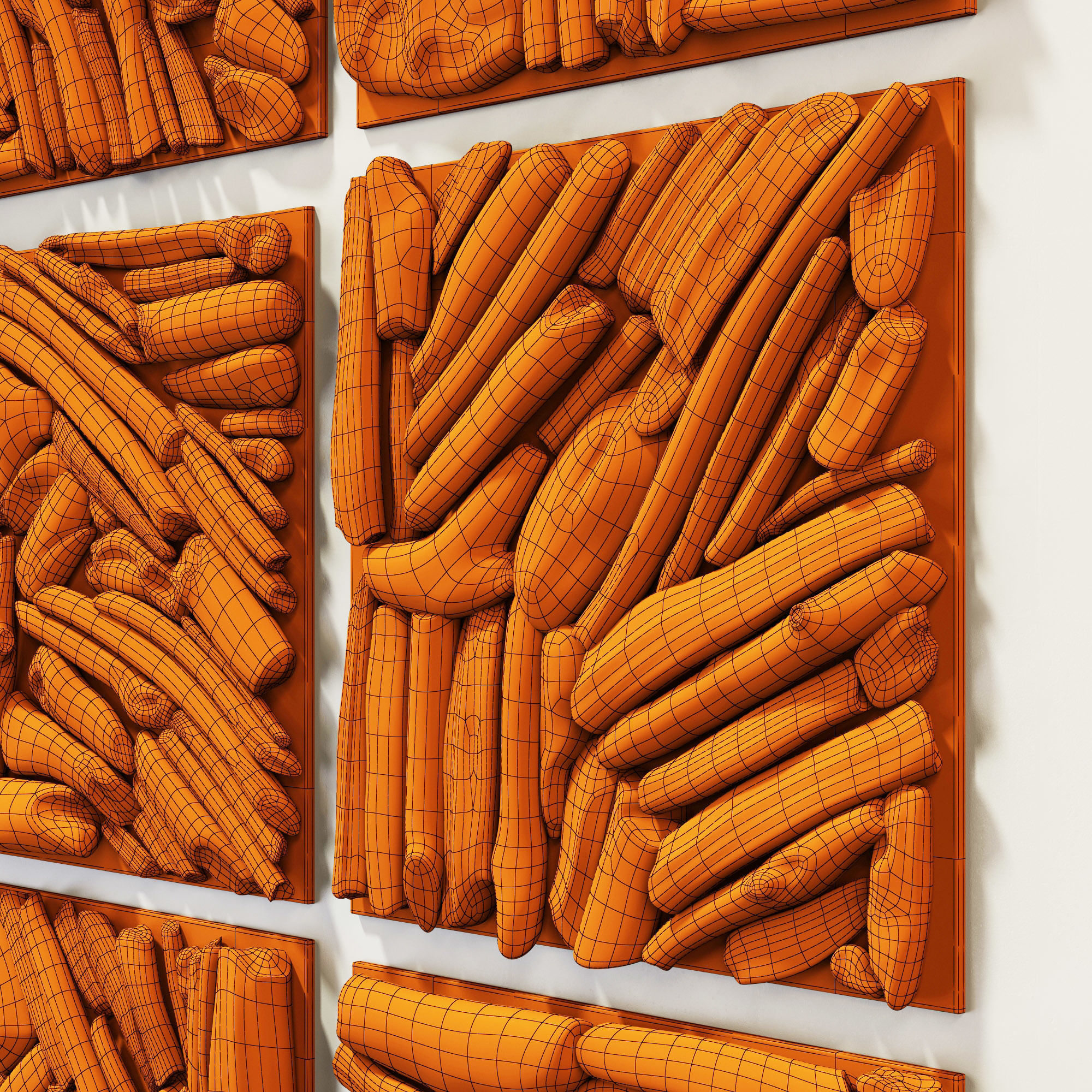 Rectangle  panel branch splinter Big n6 3D model_8