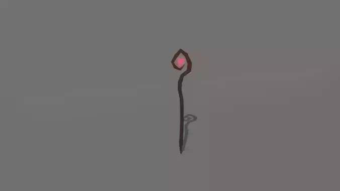 Stylized Wizard Wooden Dark Staff with Crystal