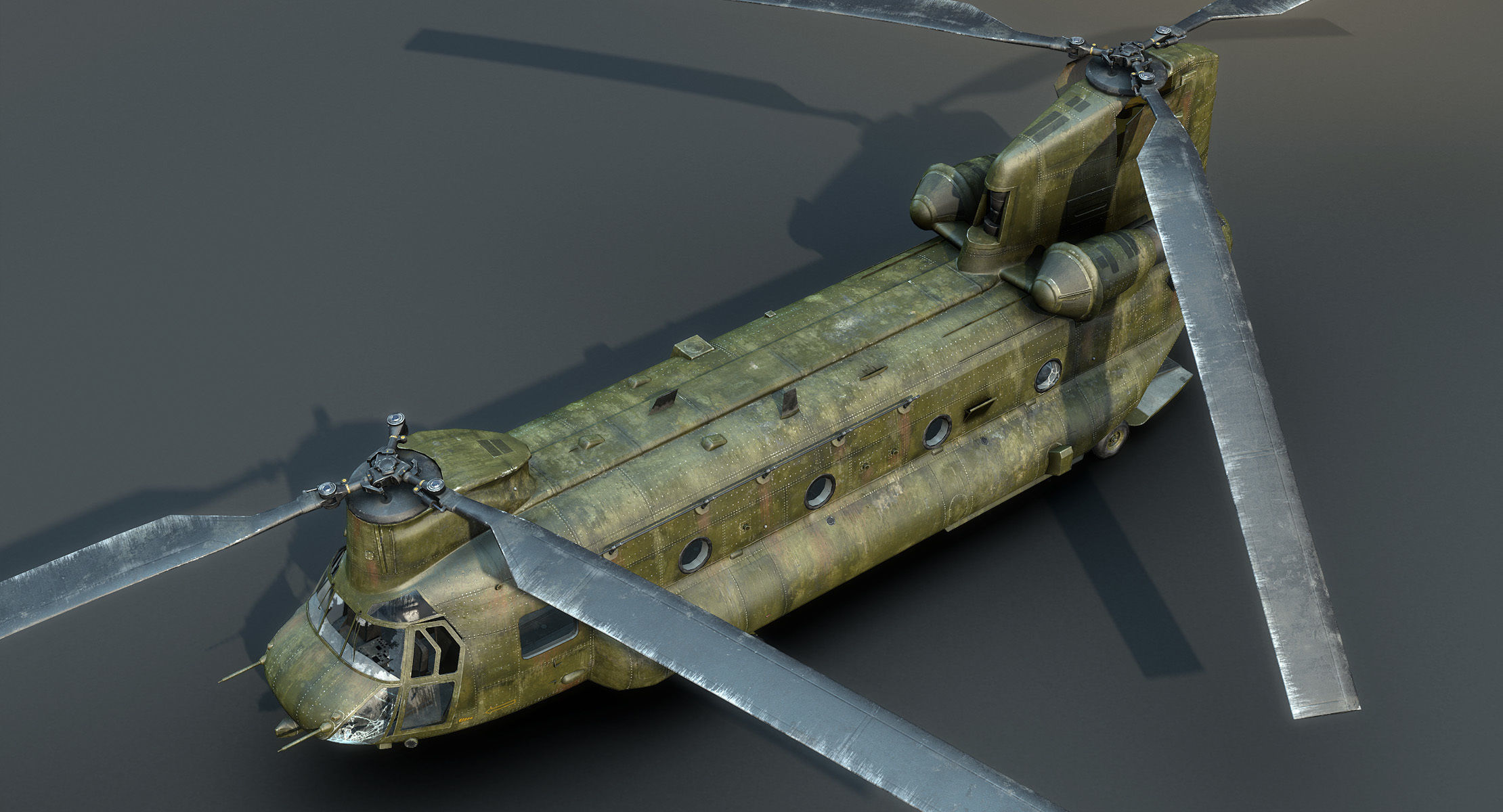 CH-47 Chinook Wrecked Low-poly 3D model_14