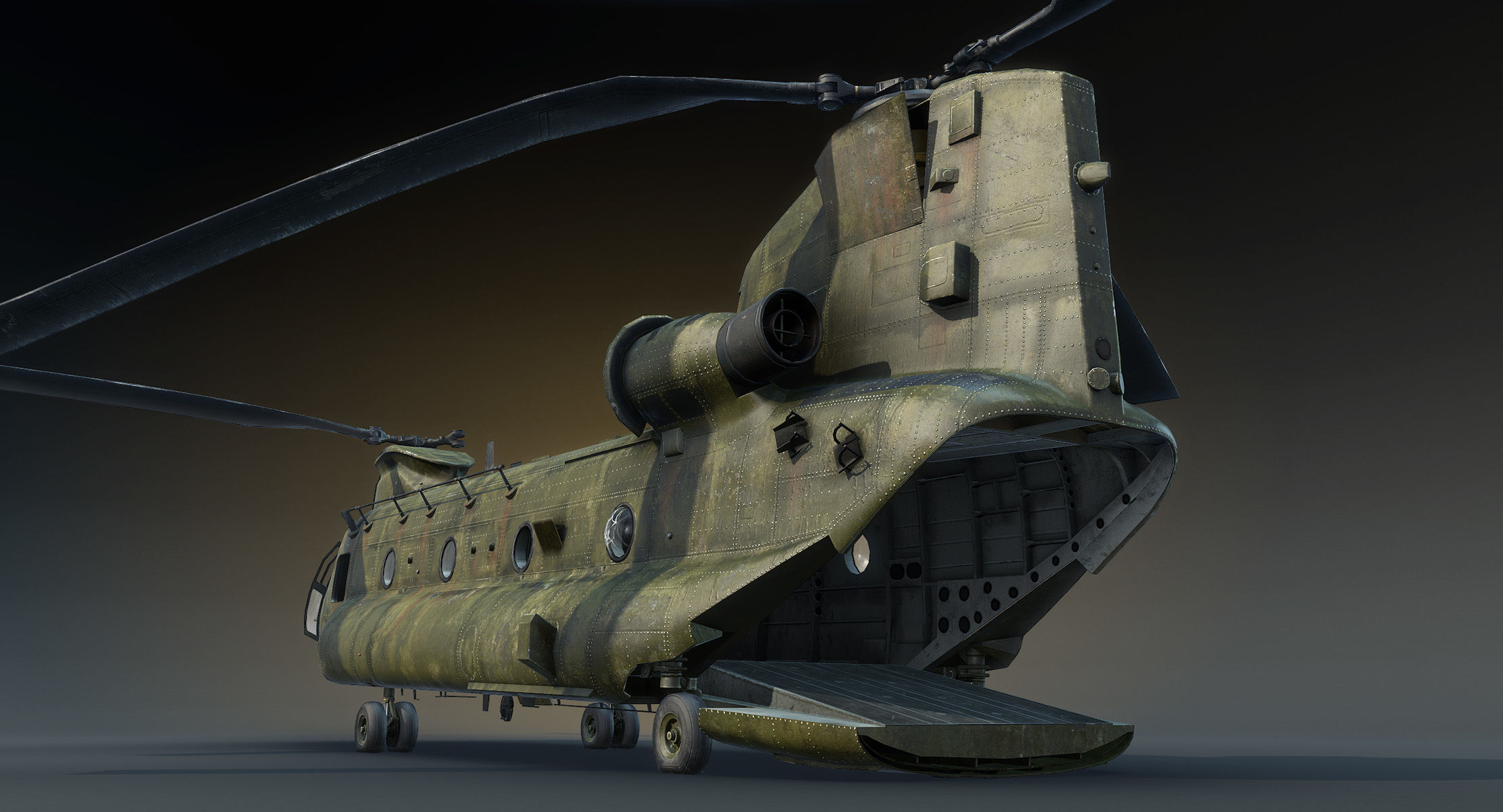 CH-47 Chinook Wrecked Low-poly 3D model_12
