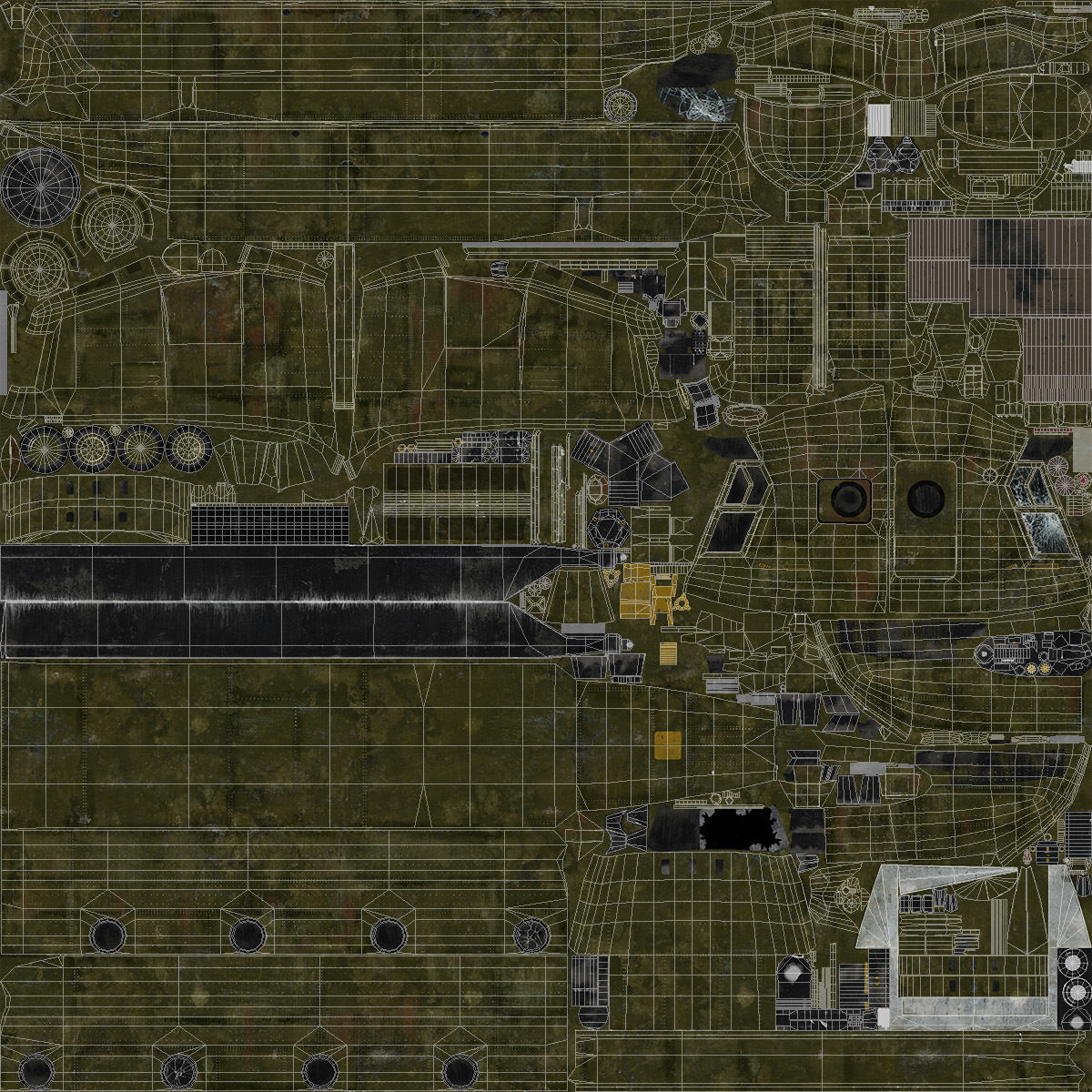 CH-47 Chinook Wrecked Low-poly 3D model_25