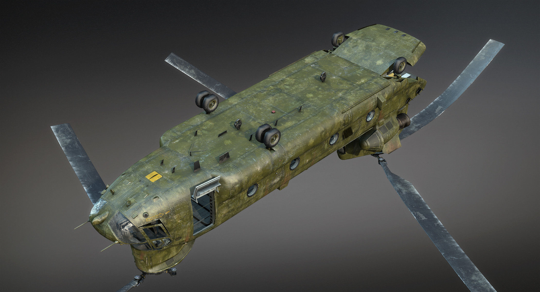 CH-47 Chinook Wrecked Low-poly 3D model_13
