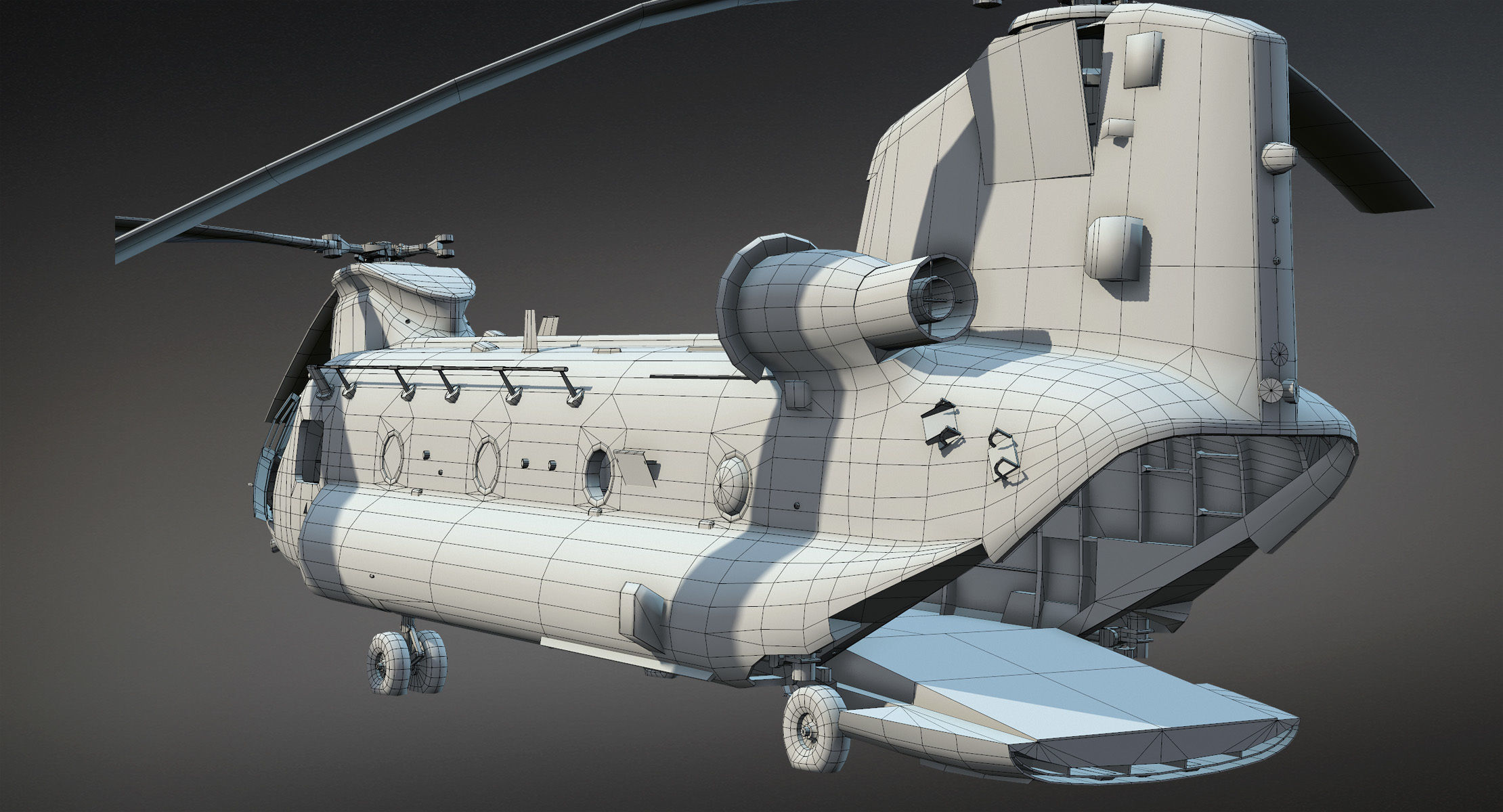 CH-47 Chinook Wrecked Low-poly 3D model_19