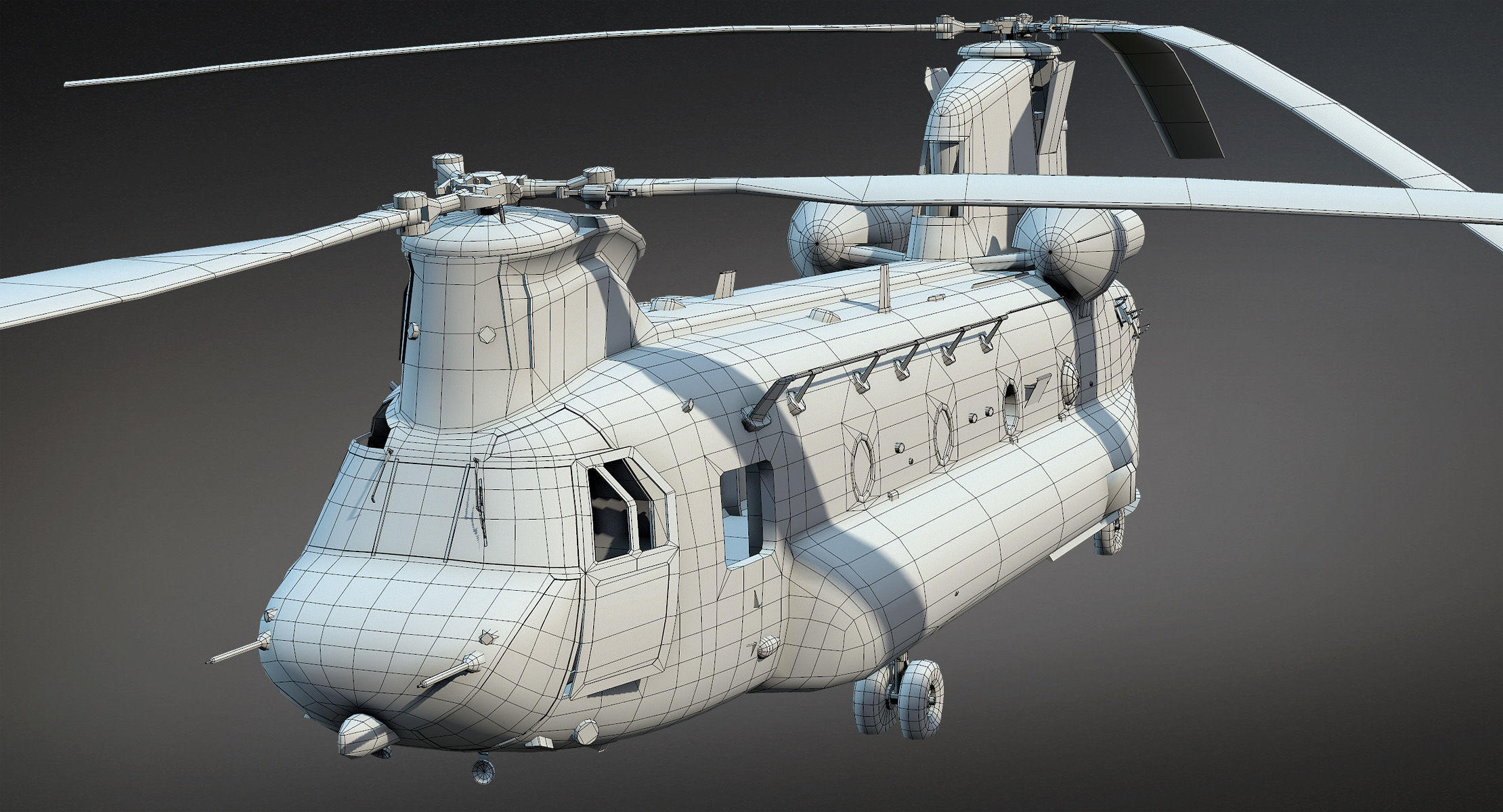 CH-47 Chinook Wrecked Low-poly 3D model_18