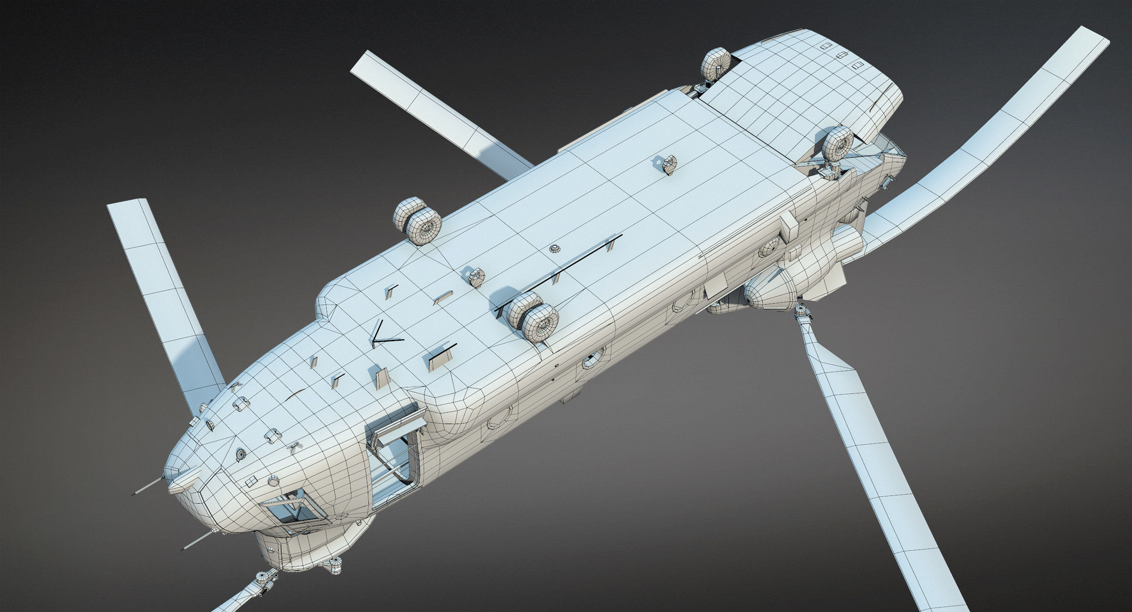 CH-47 Chinook Wrecked Low-poly 3D model_22