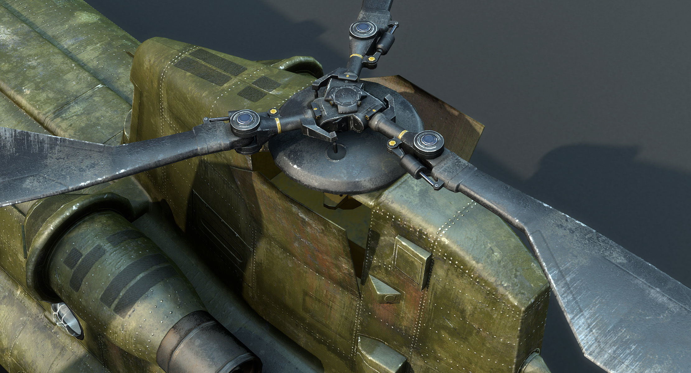 CH-47 Chinook Wrecked Low-poly 3D model_9