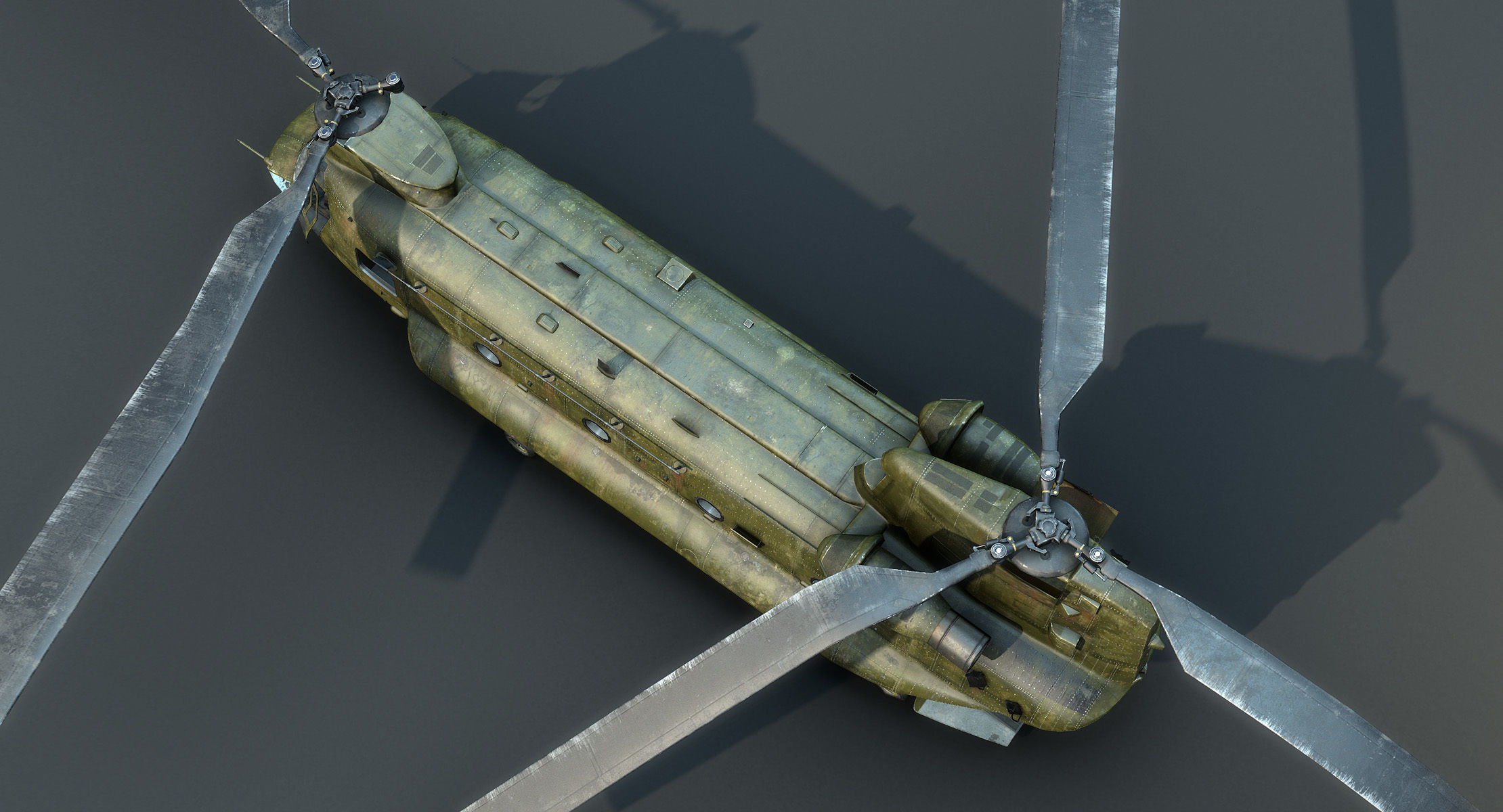 CH-47 Chinook Wrecked Low-poly 3D model_8