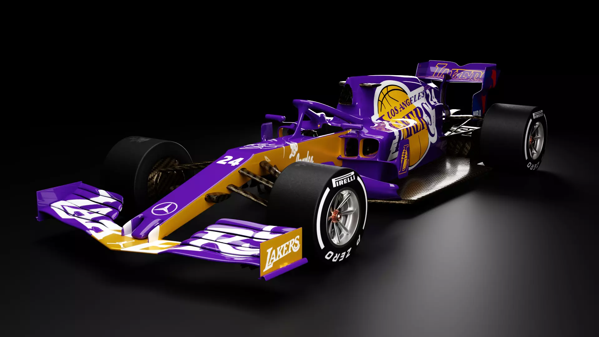 Formula one car F1 bolid Lakers Los Angeles Kobe Bryant 3D model_0
