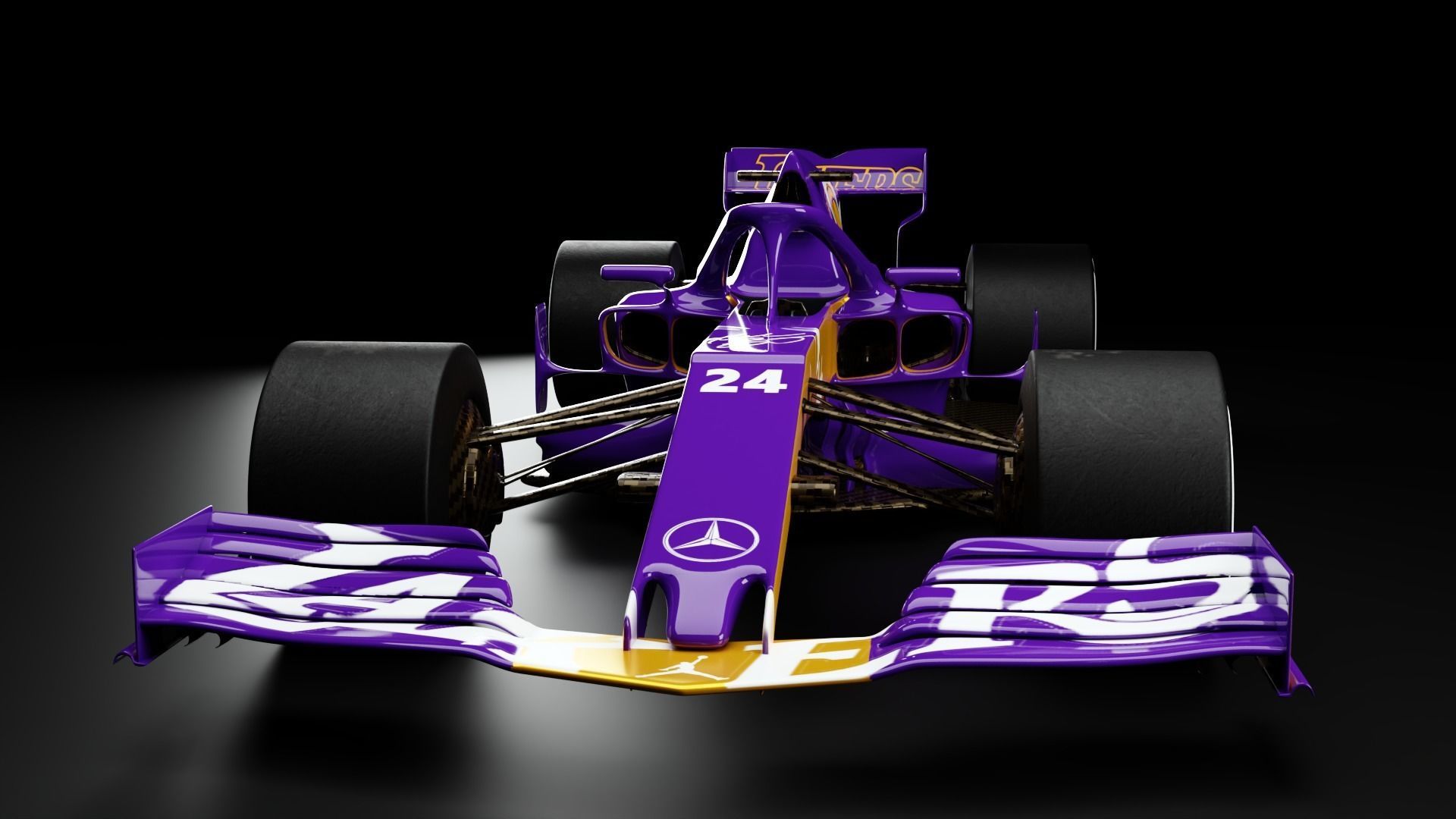 Formula one car F1 bolid Lakers Los Angeles Kobe Bryant 3D model_1