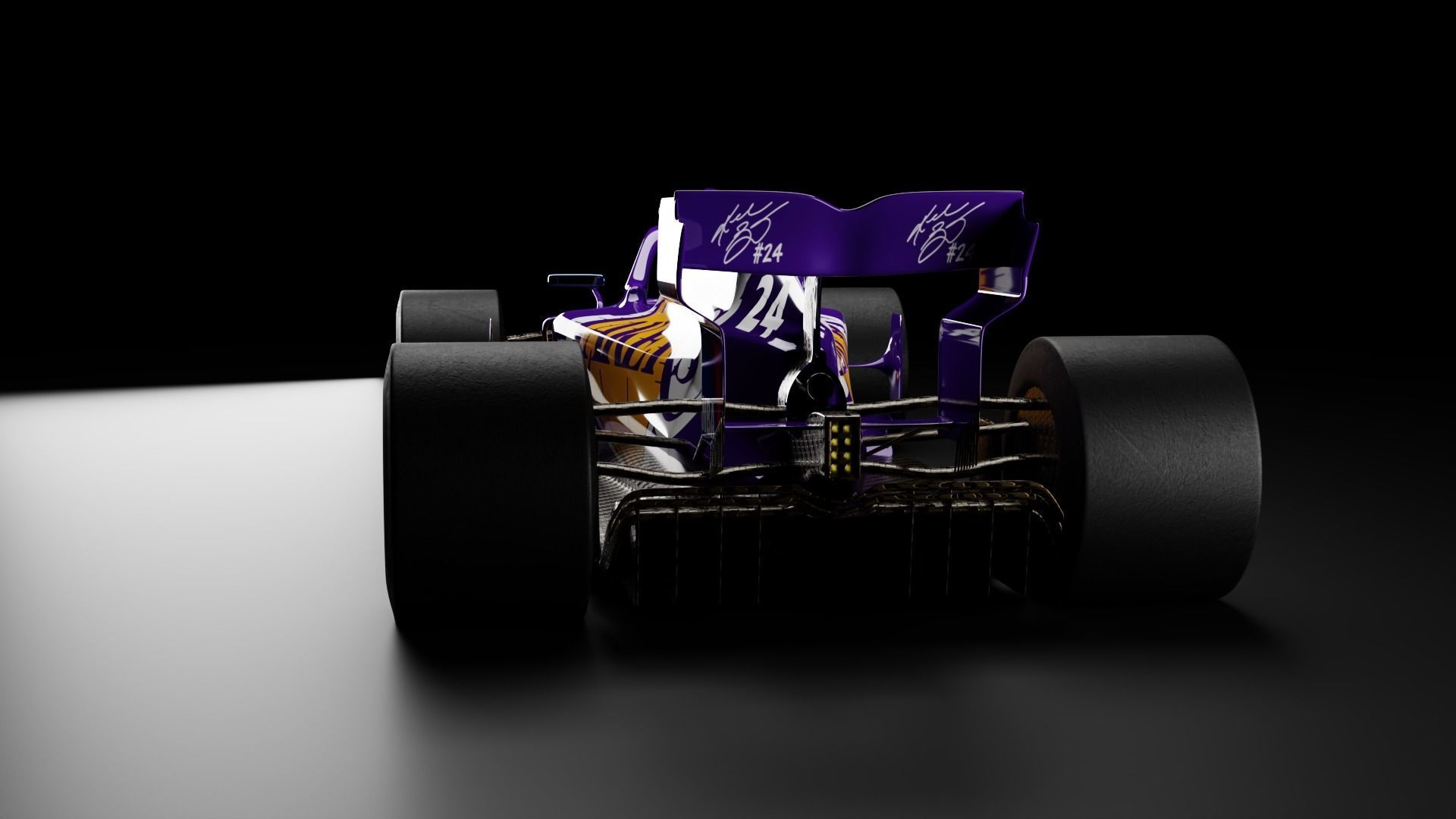 Formula one car F1 bolid Lakers Los Angeles Kobe Bryant 3D model_5