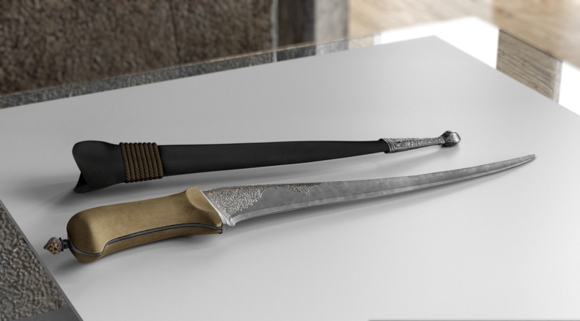 PESH-KABZ samurai sword 3D model_1