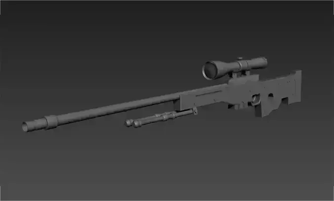 AWP Sniper Rifle Low Poly 3d Model