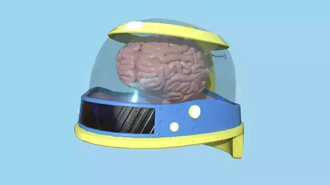 SciFi Brain Helmet 07 Blue Cartoon - Character Design Fashion Low-poly 3D model