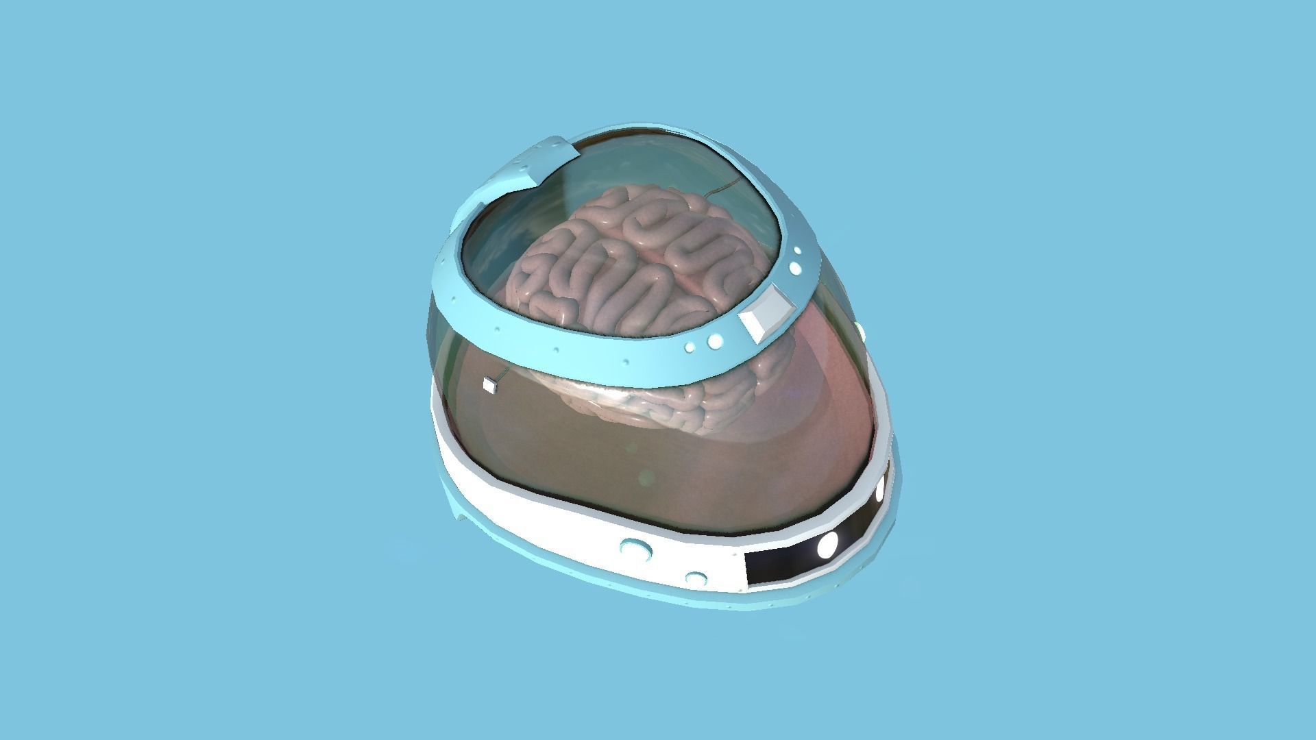 SciFi Brain Helmet 08 Faces - Character Design Fashion Low-poly 3D model_2