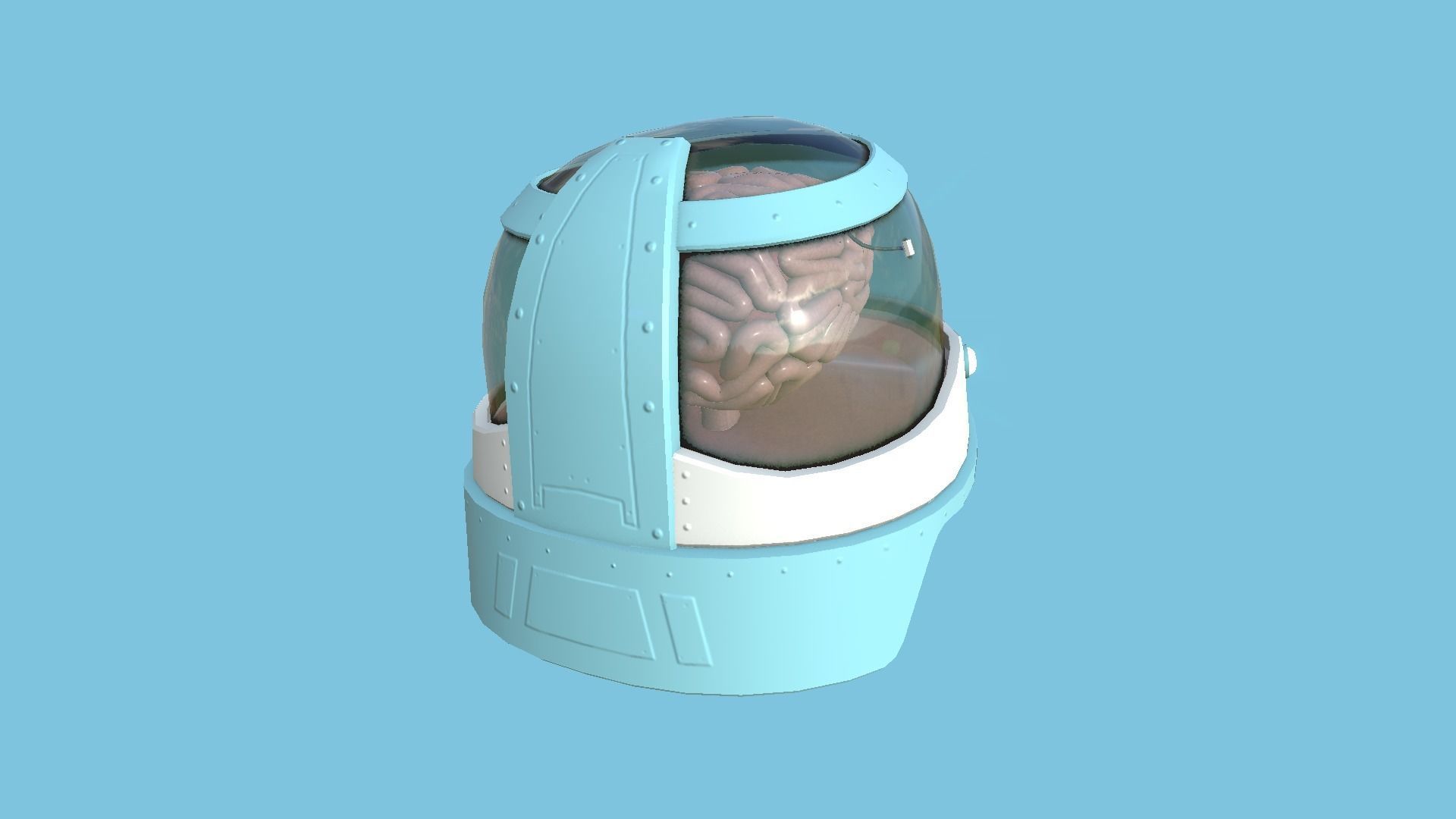SciFi Brain Helmet 08 Faces - Character Design Fashion Low-poly 3D model_3