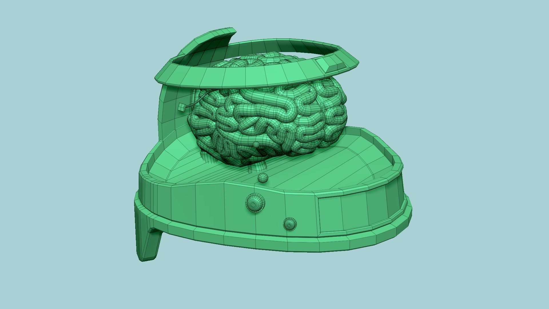 SciFi Brain Helmet 08 Faces - Character Design Fashion Low-poly 3D model_12