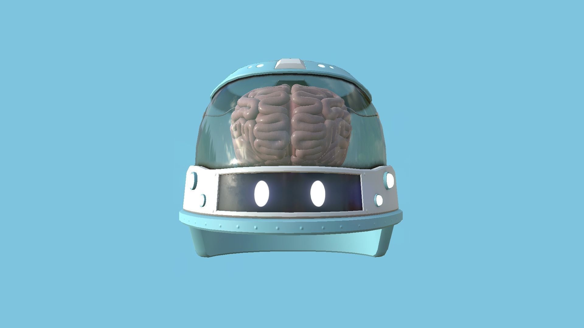 SciFi Brain Helmet 08 Faces - Character Design Fashion Low-poly 3D model_8