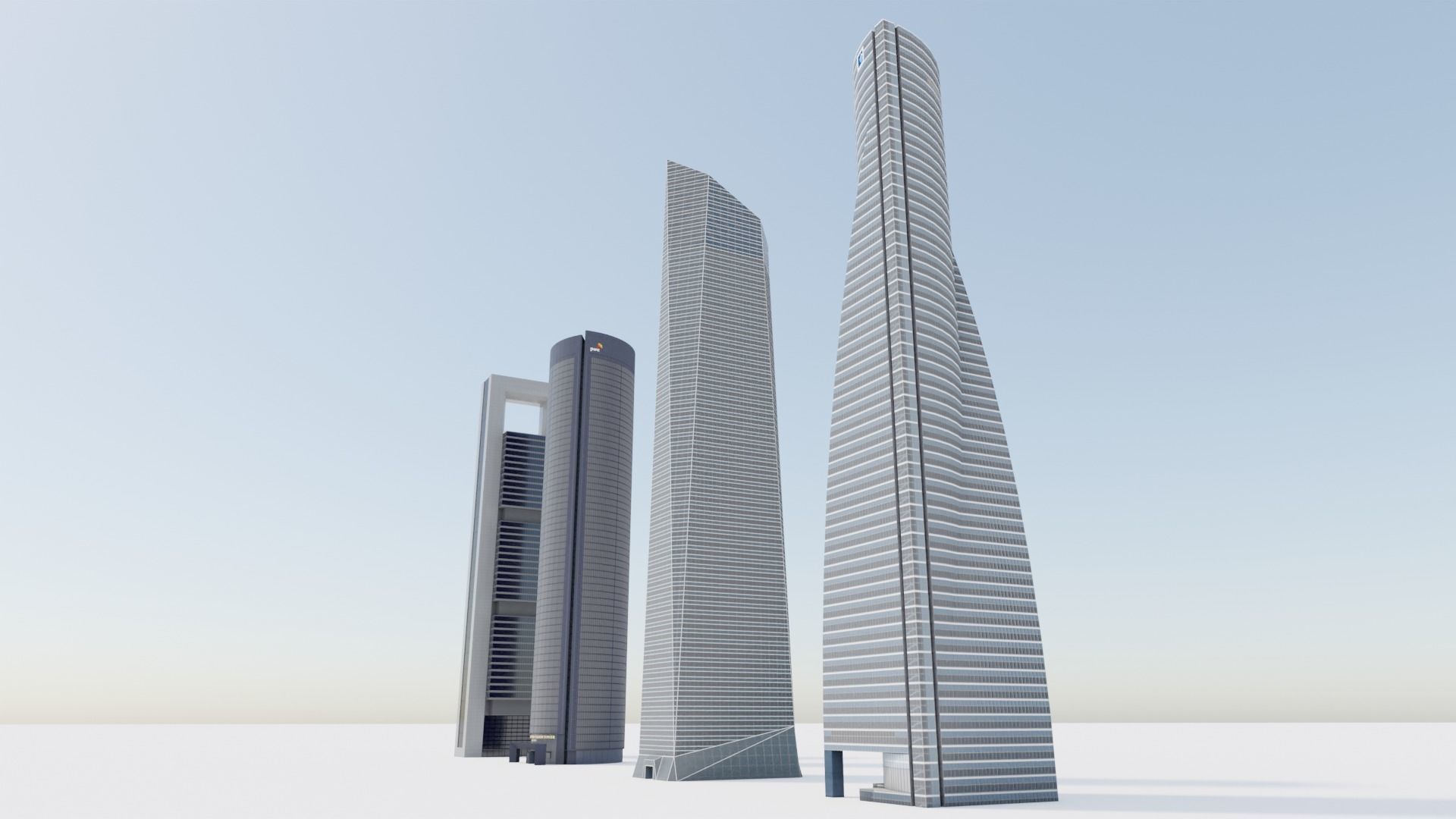 Madrid Cuatro Torres Bussines Area 3D Model Collection_2