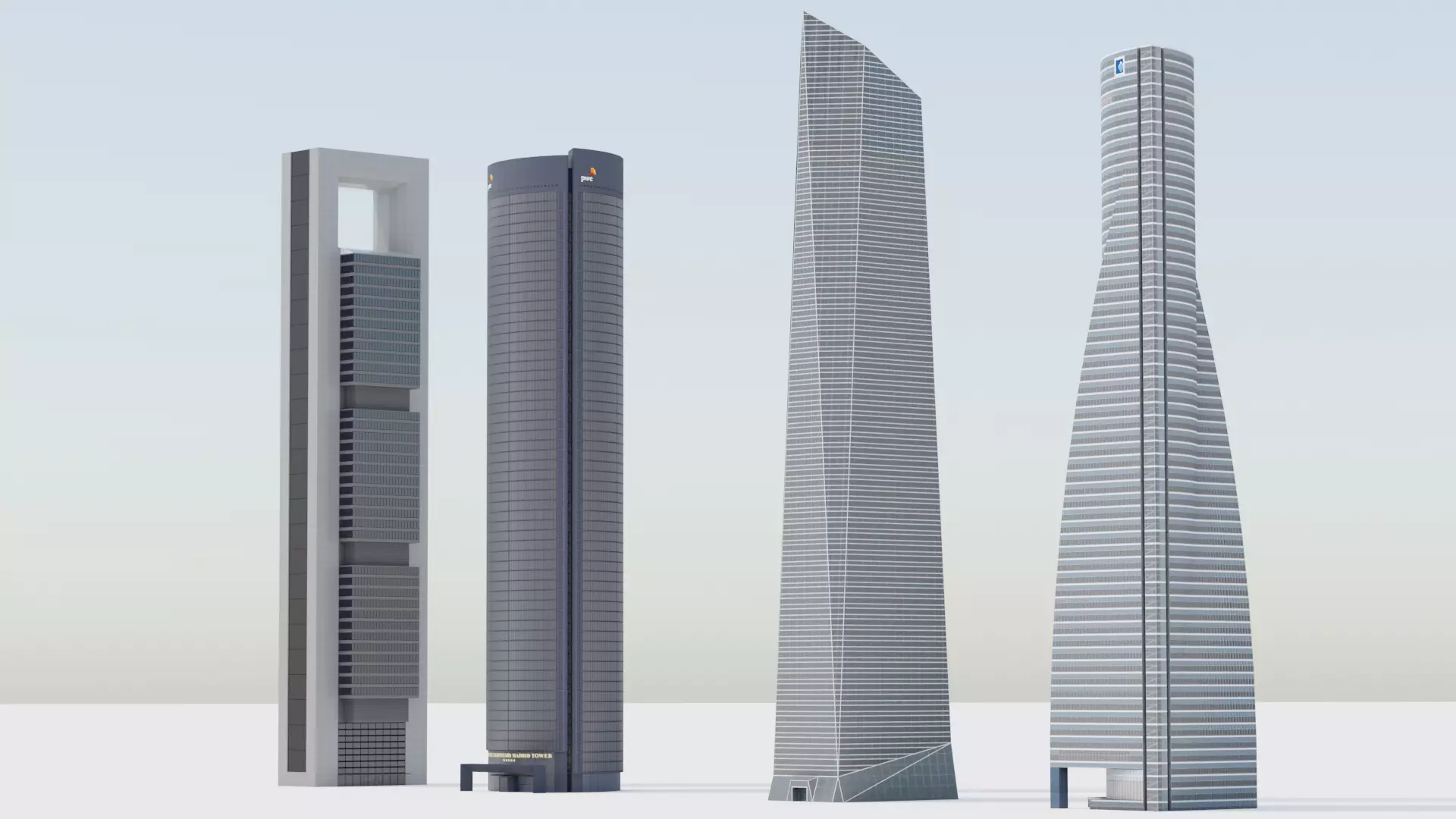 Madrid Cuatro Torres Bussines Area 3D Model Collection_0