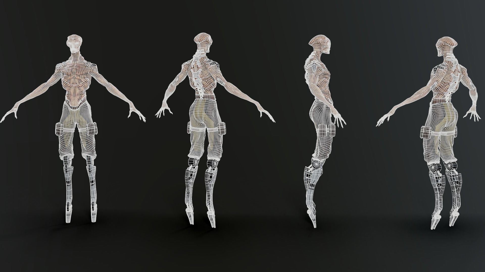 Alien humanoid Low-poly 3D model_8