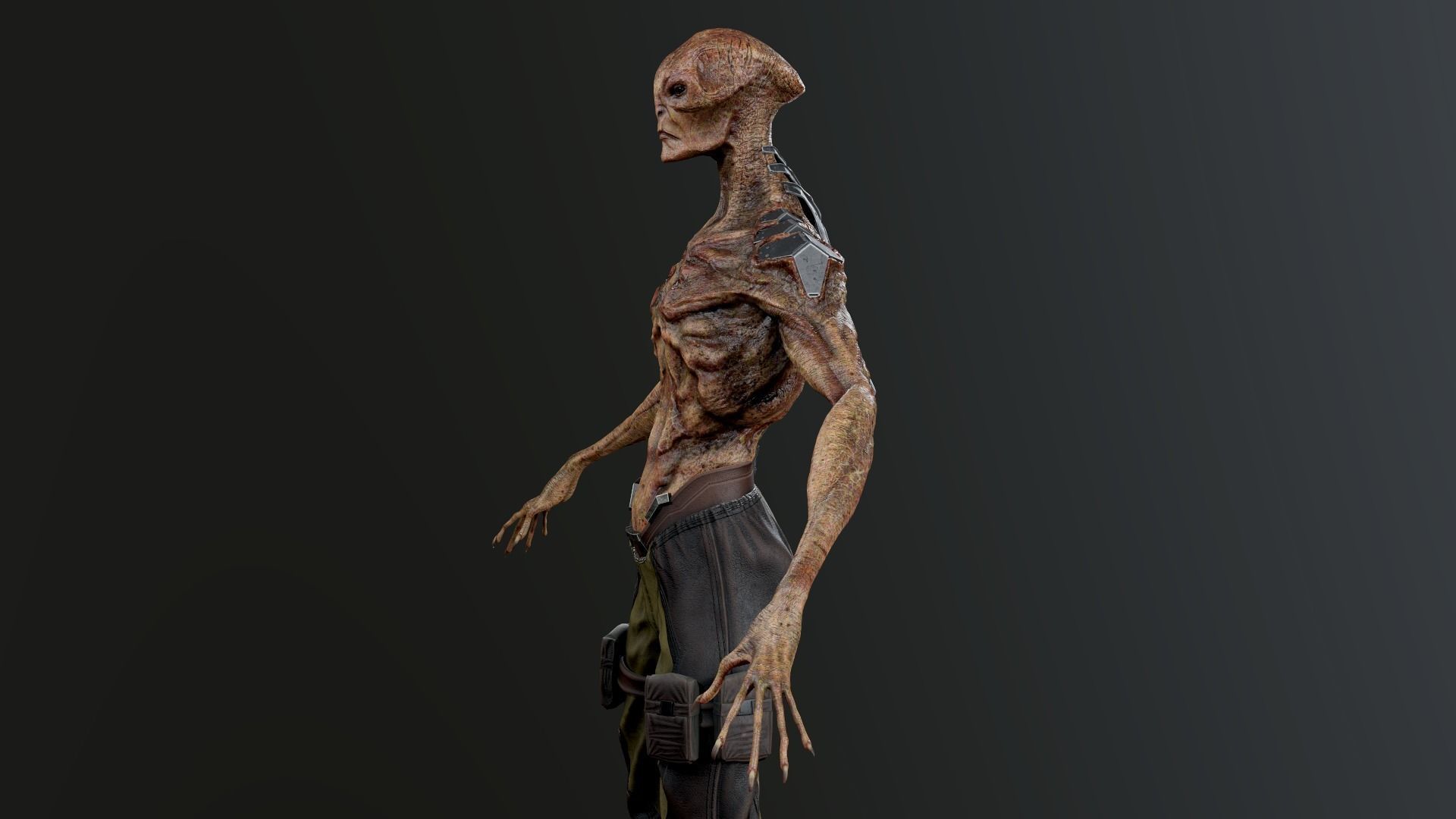 Alien humanoid Low-poly 3D model_6