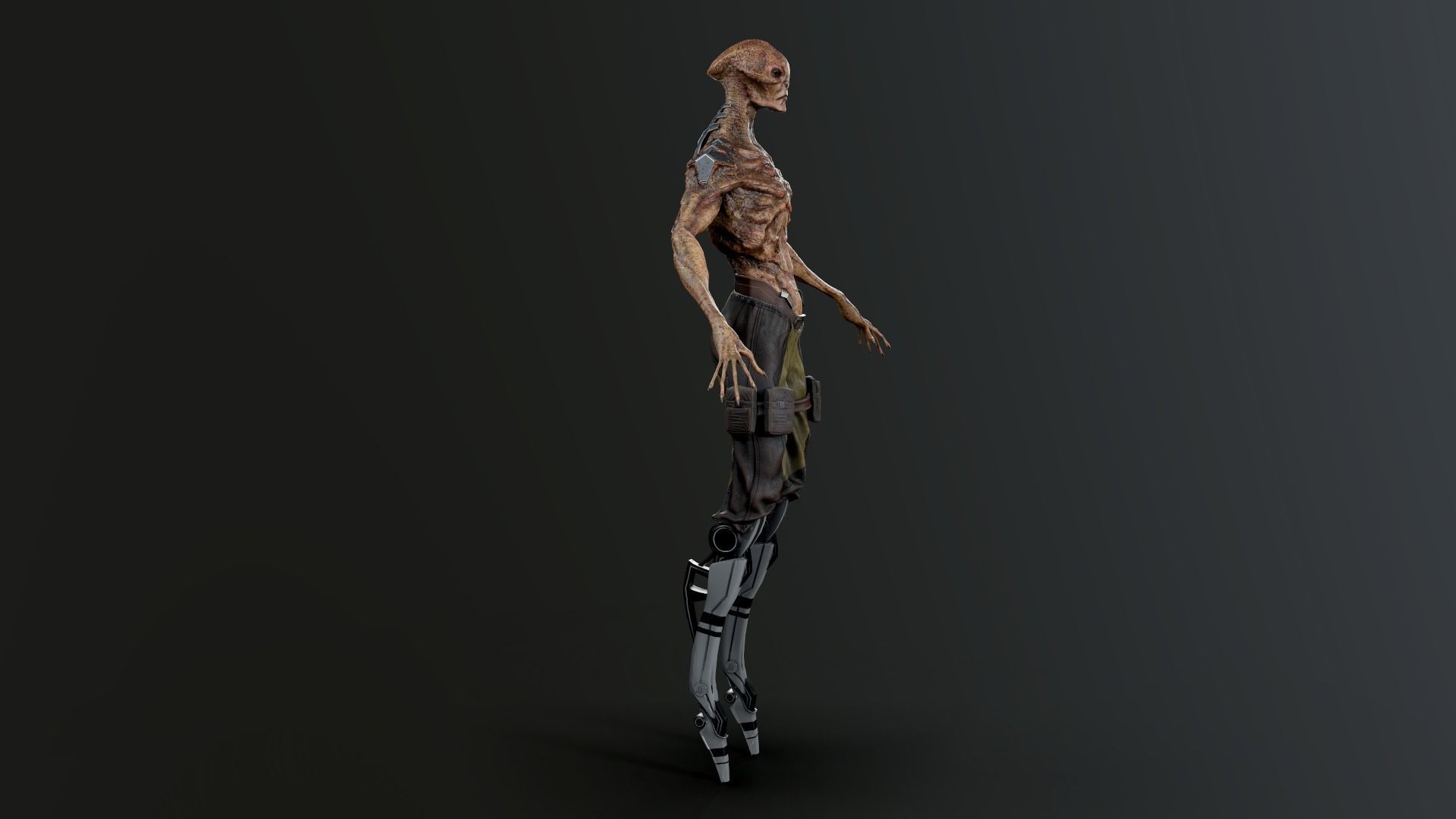 Alien humanoid Low-poly 3D model_10