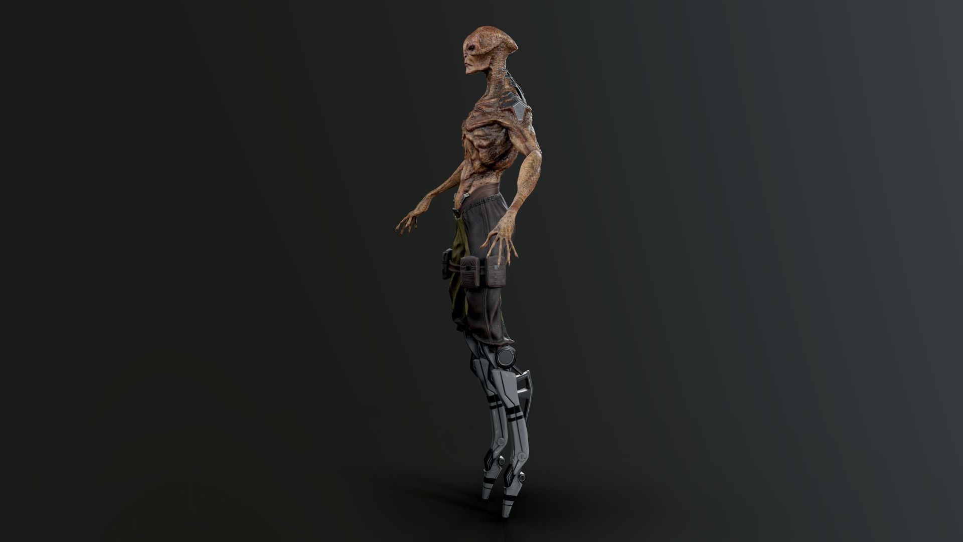 Alien humanoid Low-poly 3D model_13