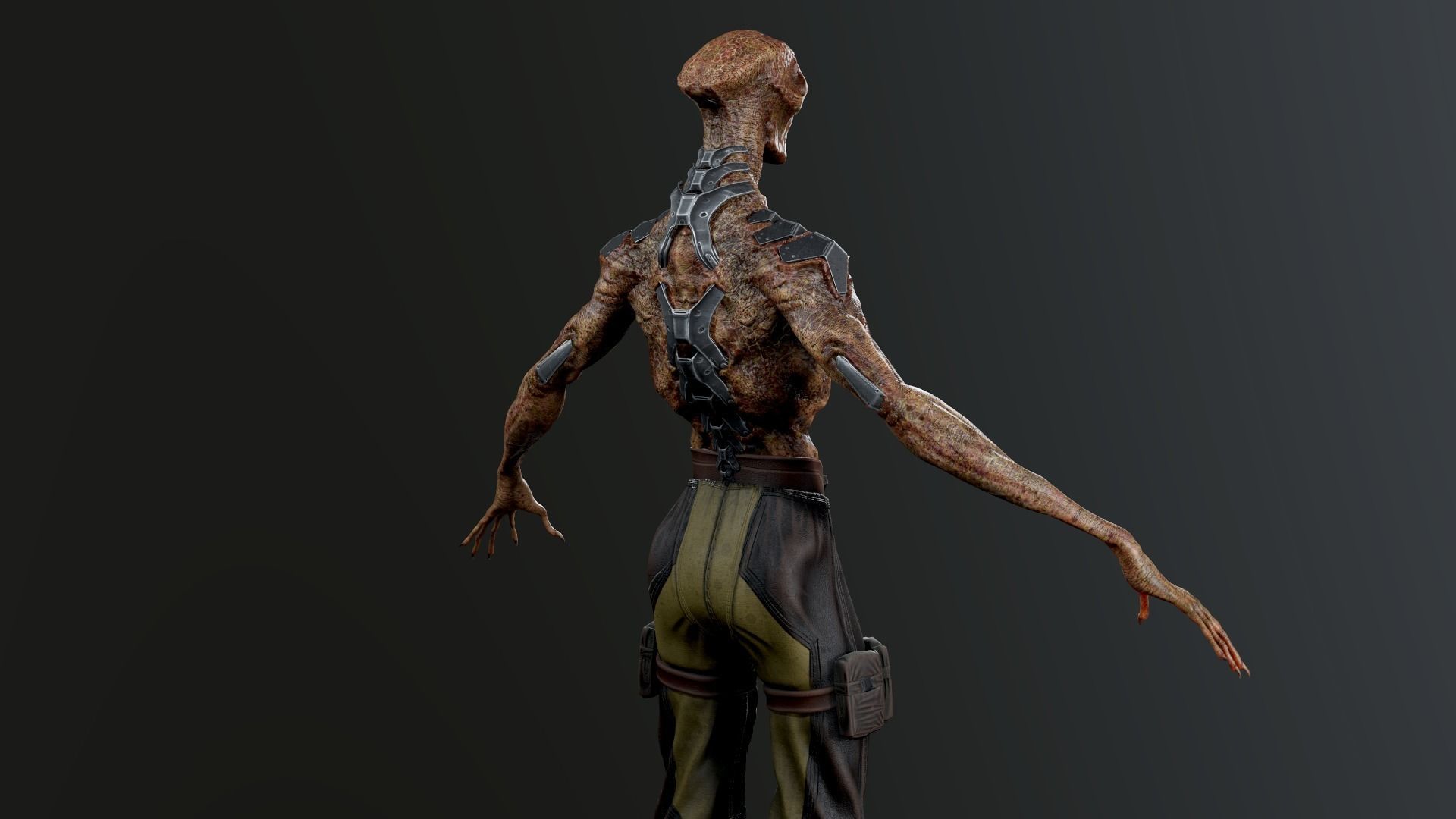Alien humanoid Low-poly 3D model_5